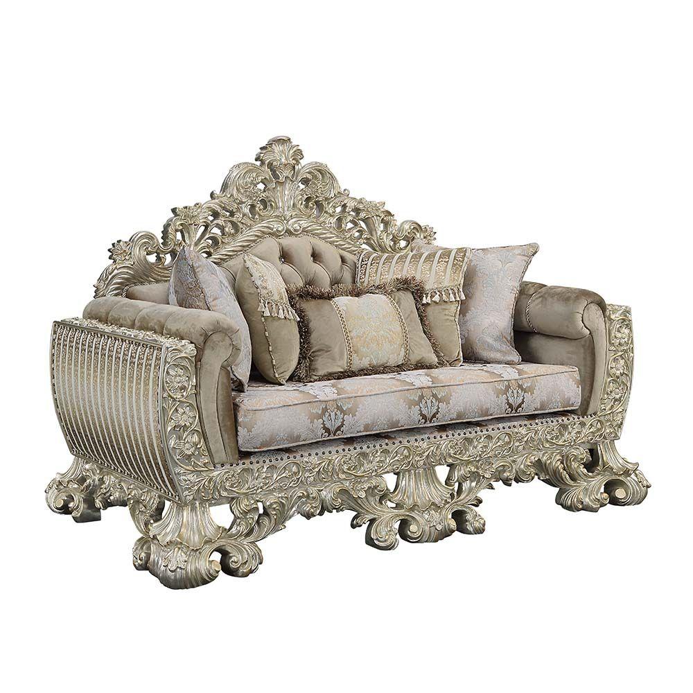 Classic, Traditional Loveseat Sorina Loveseat LV01206-L LV01206-L in Silver, Gold Fabric