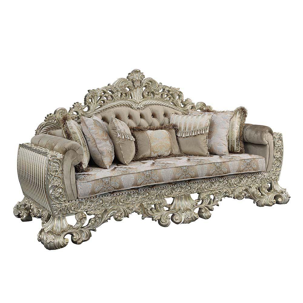

    
Classic Gold Wood Fabric Sofa Acme Furniture Sorina LV01205-S
