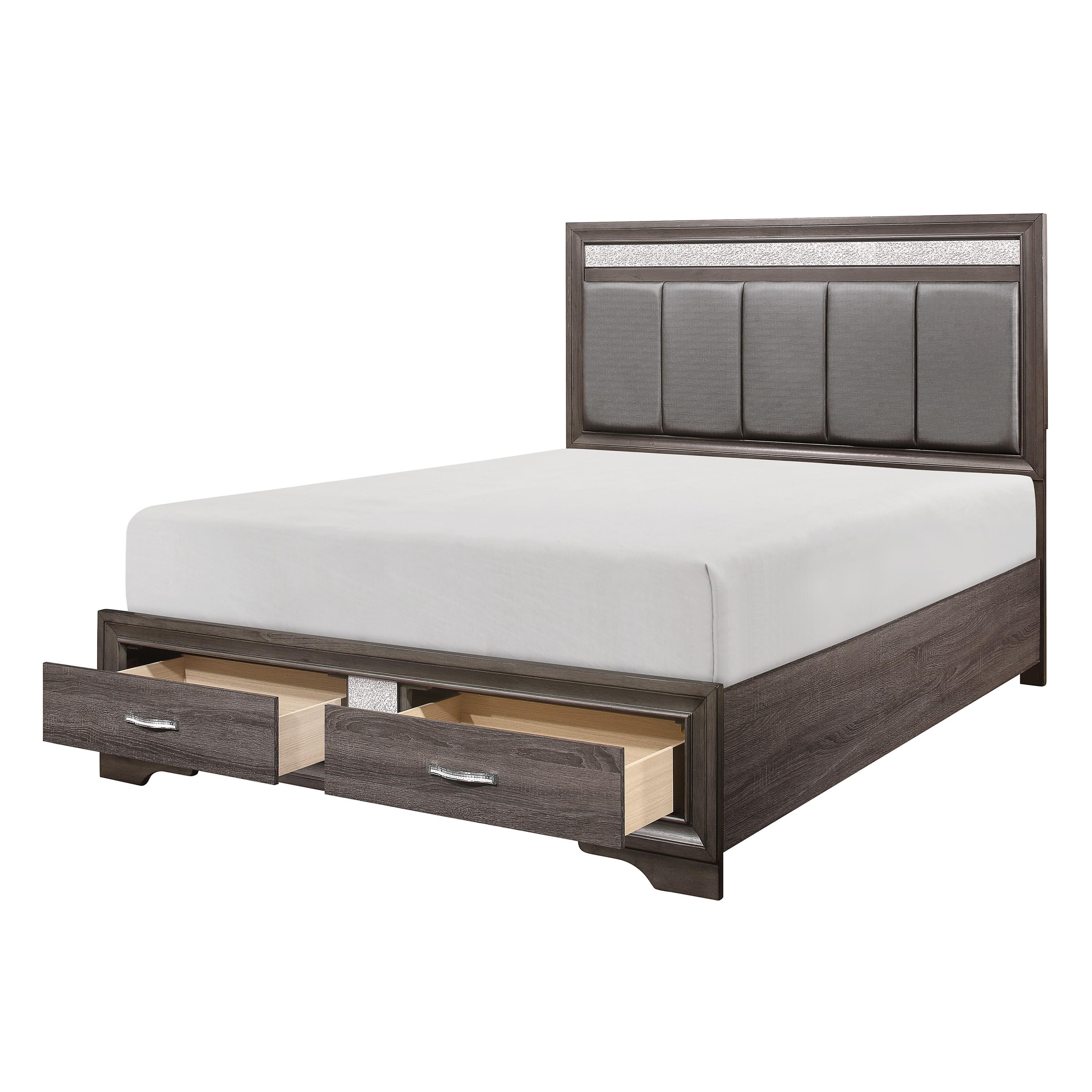 

    
Glam Gray & Silver Glitter Wood CAL Bed Homelegance 1505K-1CK* Luster

