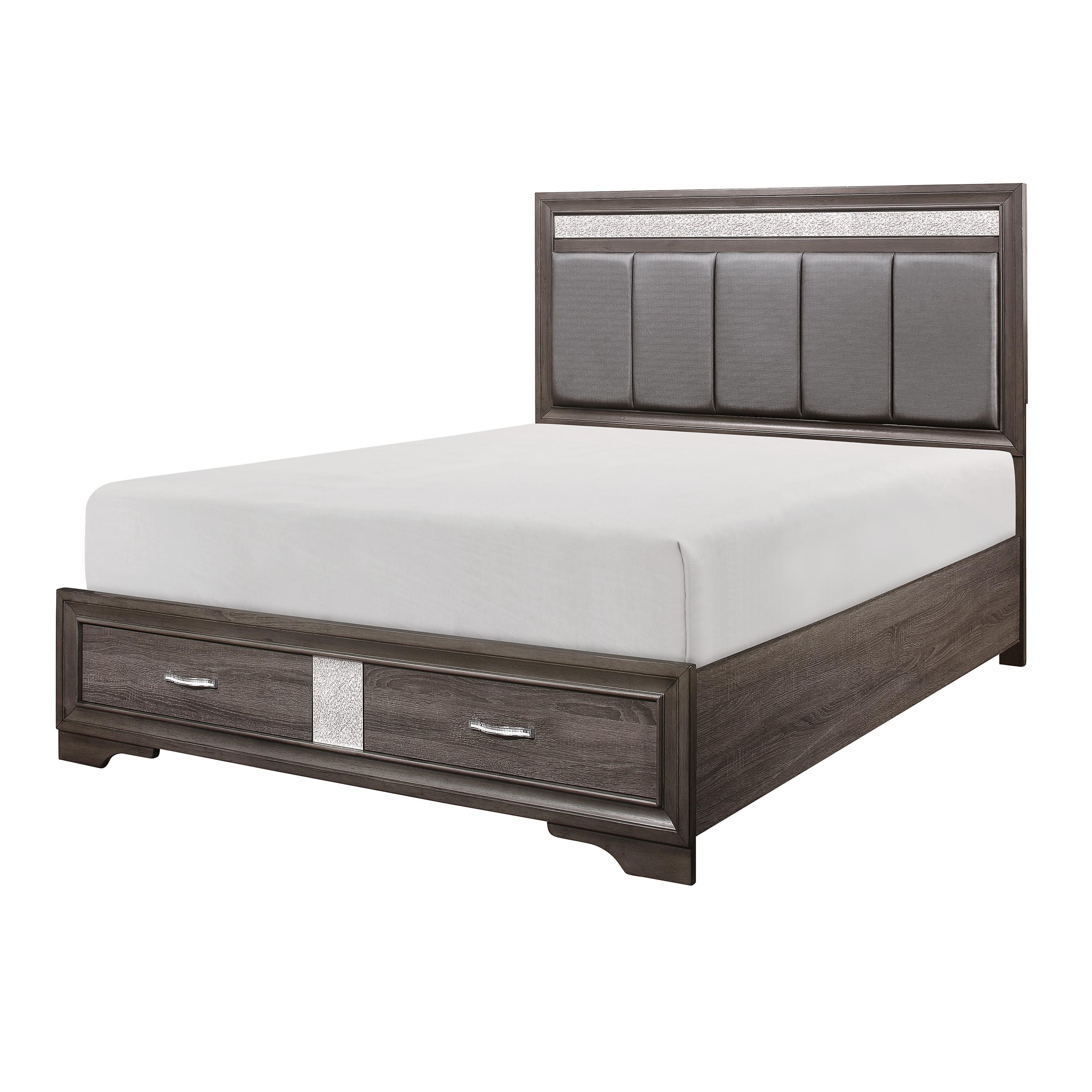 Modern Bed 1505K-1CK* Luster 1505K-1CK* in Gray Faux Leather