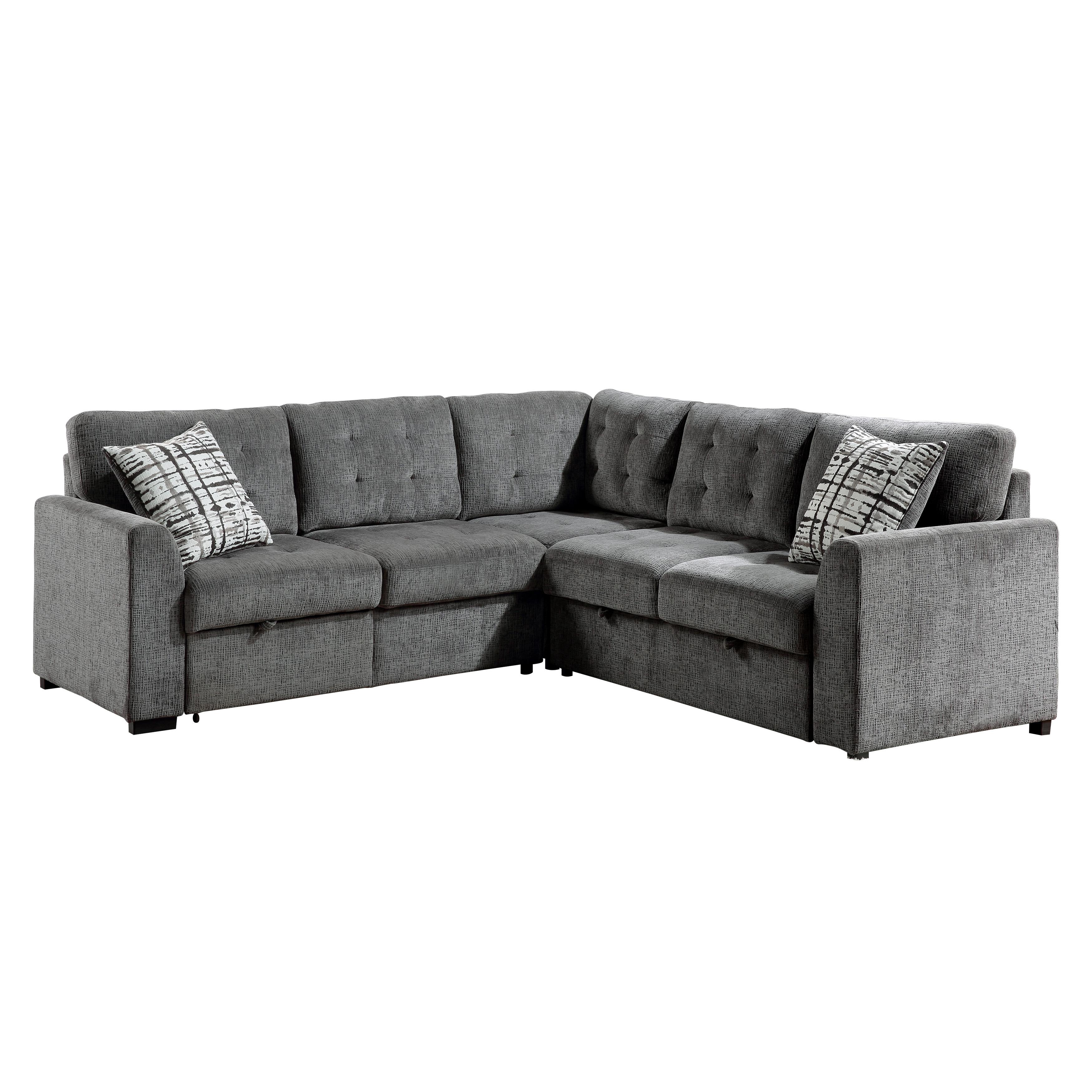 

    
Classic Gray Chenille 3-Piece Sectional Homelegance 9311GY*SC Lanning
