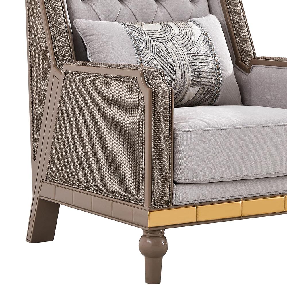 

    
Classic Gray & Gold Wood Living Room Armchair Homey Design HD-9020
