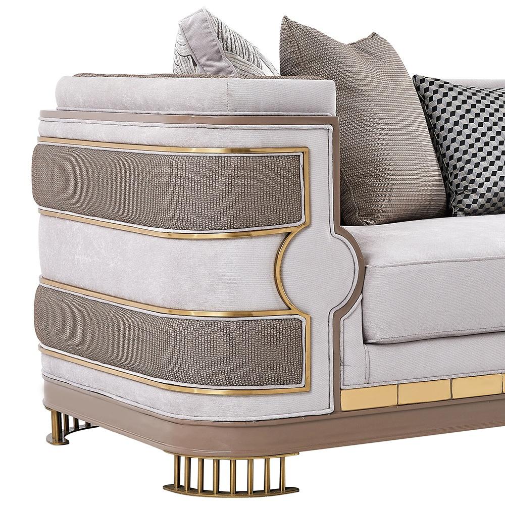 

    
Homey Design Furniture HD-9020 Sofa Set Gray/Gold HD-S9020-1-2PC
