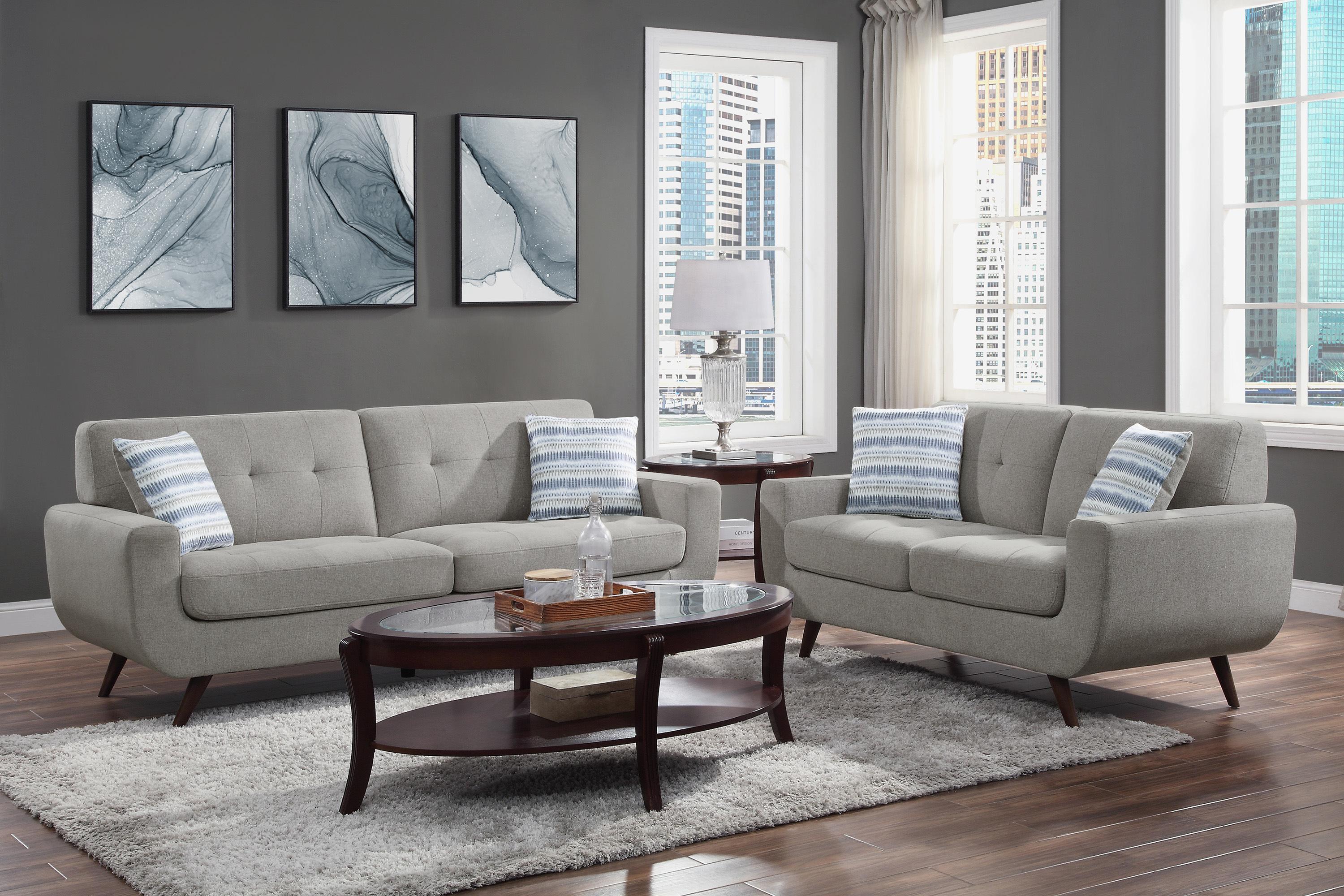 

    
Classic Gray Textured Living Room Set 2pcs Homelegance 9347GY Amberley
