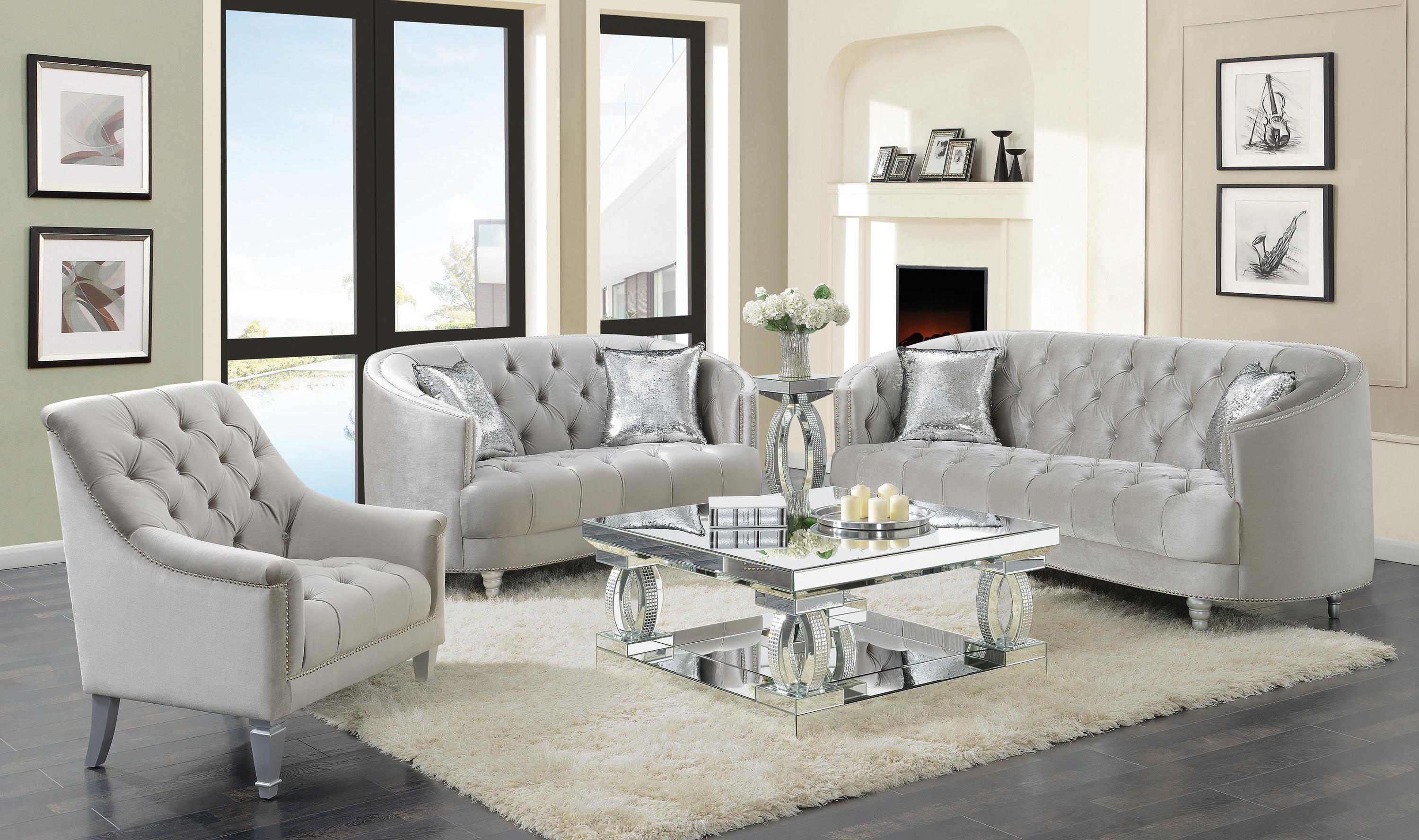 Classic Living Room Set 508461-S2 Avonlea 508461-S2 in Gray Velvet