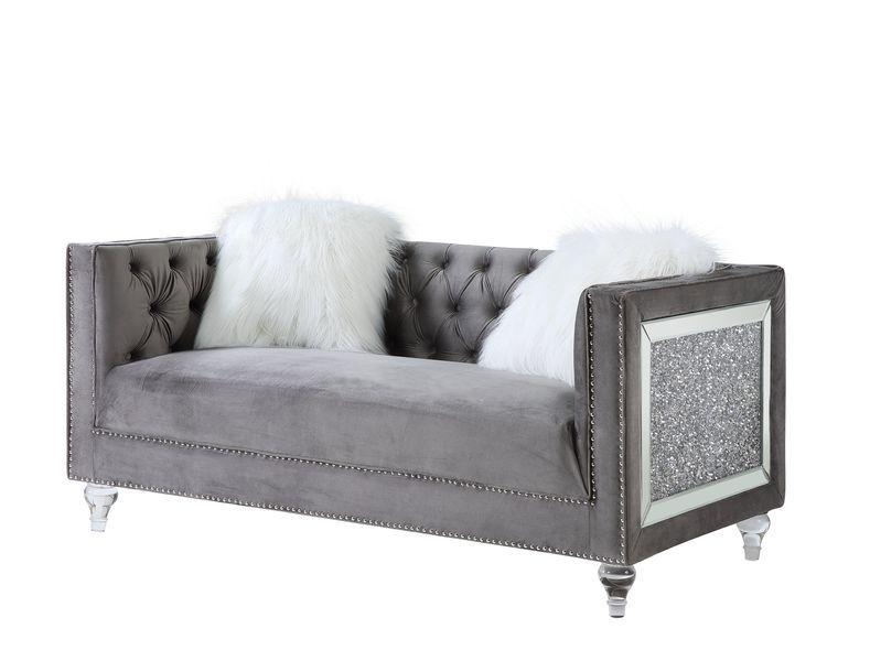 

    
Acme Furniture HeiberoII Sofa Loveseat and Chair Set Gray LV00330-3pcs
