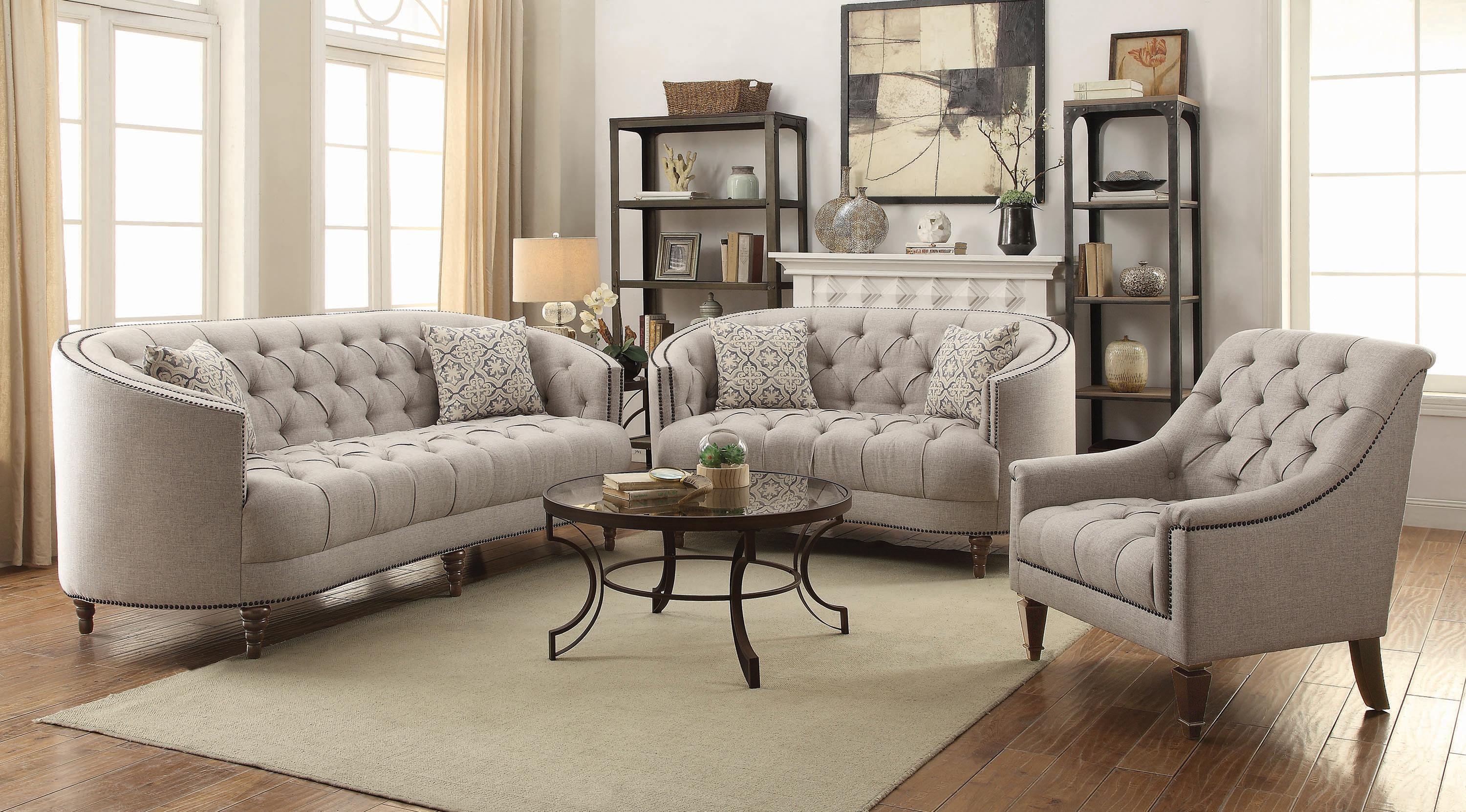 

    
Classic Gray Woven Fabric Living Room Set 3pcs Coaster 505641-S3 Avonlea
