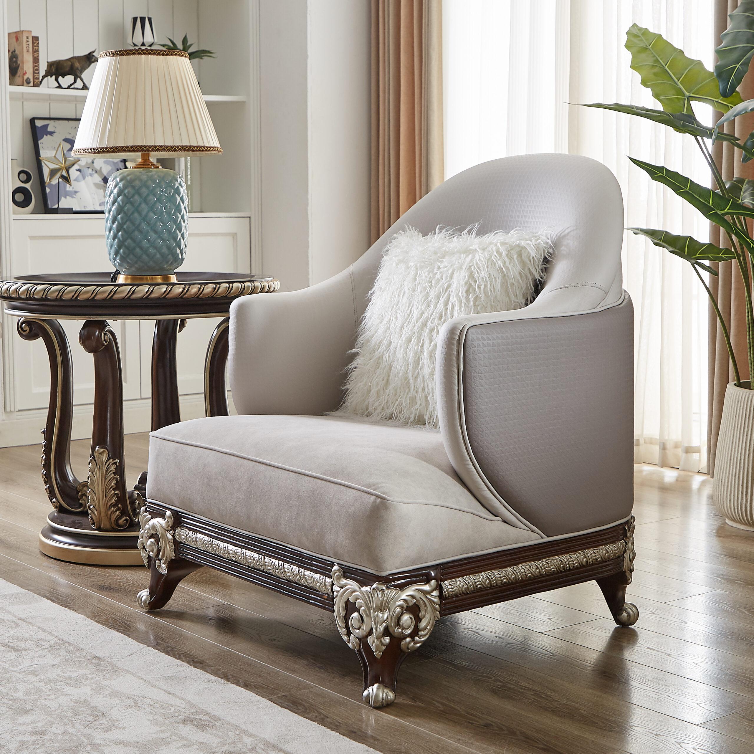 

    
Classic Light Gray/Gold Wood Chair Homey Design HD-C9030
