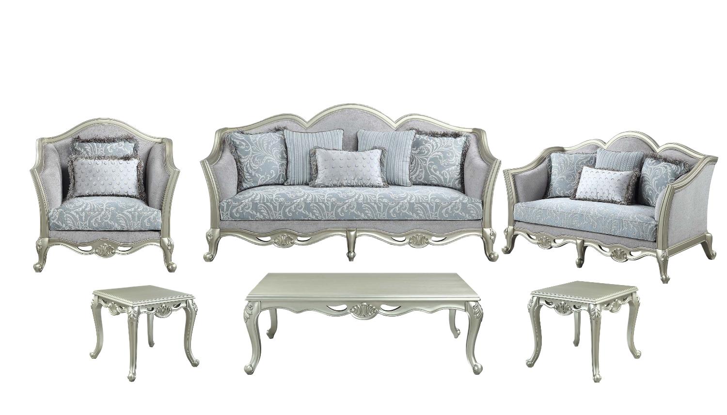 

    
Classic Light Gray Linen 6pcs Living Room Set by Acme Qunsia LV01117-6pcs
