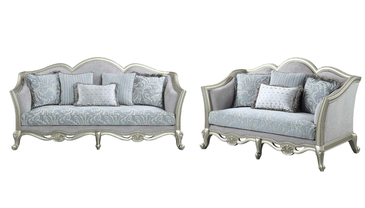 

    
Classic Light Gray Linen Sofa + Loveseat by Acme Qunsia LV01117-2pcs
