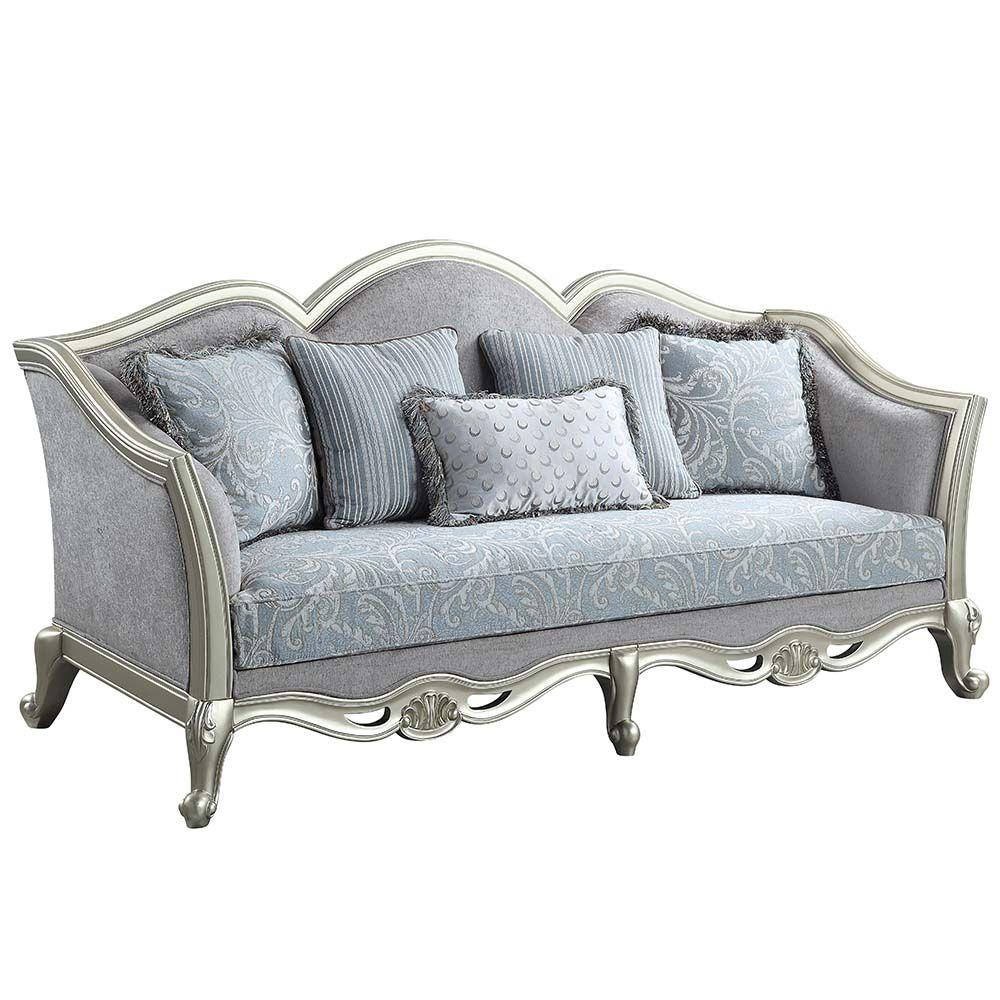 

    
Classic Light Gray Linen Sofa + Loveseat + Chair by Acme Qunsia LV01117-3pcs
