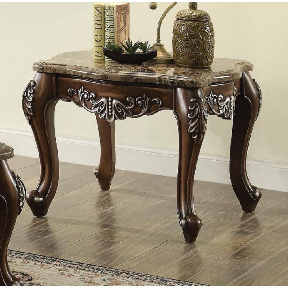 

    
Classic Marble & Antique Oak End Table by Acme Latisha 82147
