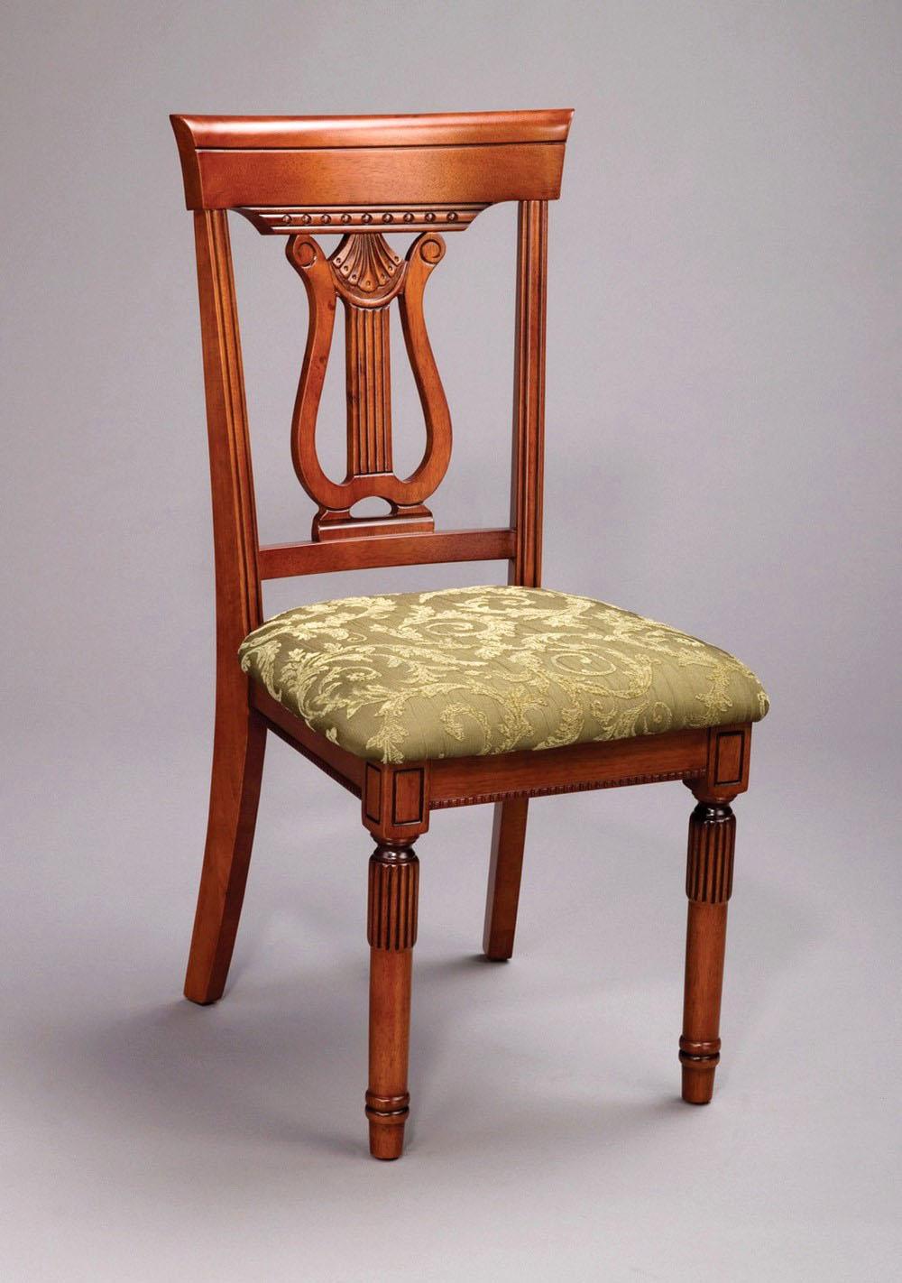 Classic, Traditional Dining Side Chair 38659 AA-38659-DCH-Set-2 in Medium Brown, Golden Beige Fabric