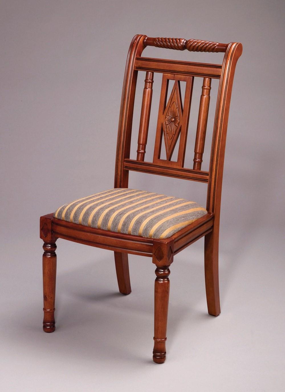 Classic, Traditional Dining Side Chair 38661 AA-38661-DCH-Set-2 in Golden Beige, Medium Brown Fabric