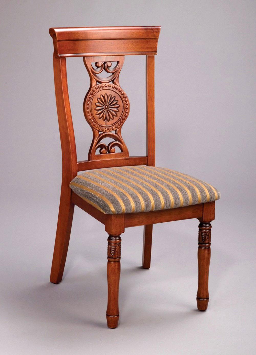 Classic, Traditional Dining Side Chair 38660 AA-38660-DCH-Set-2 in Medium Brown, Golden Beige Fabric