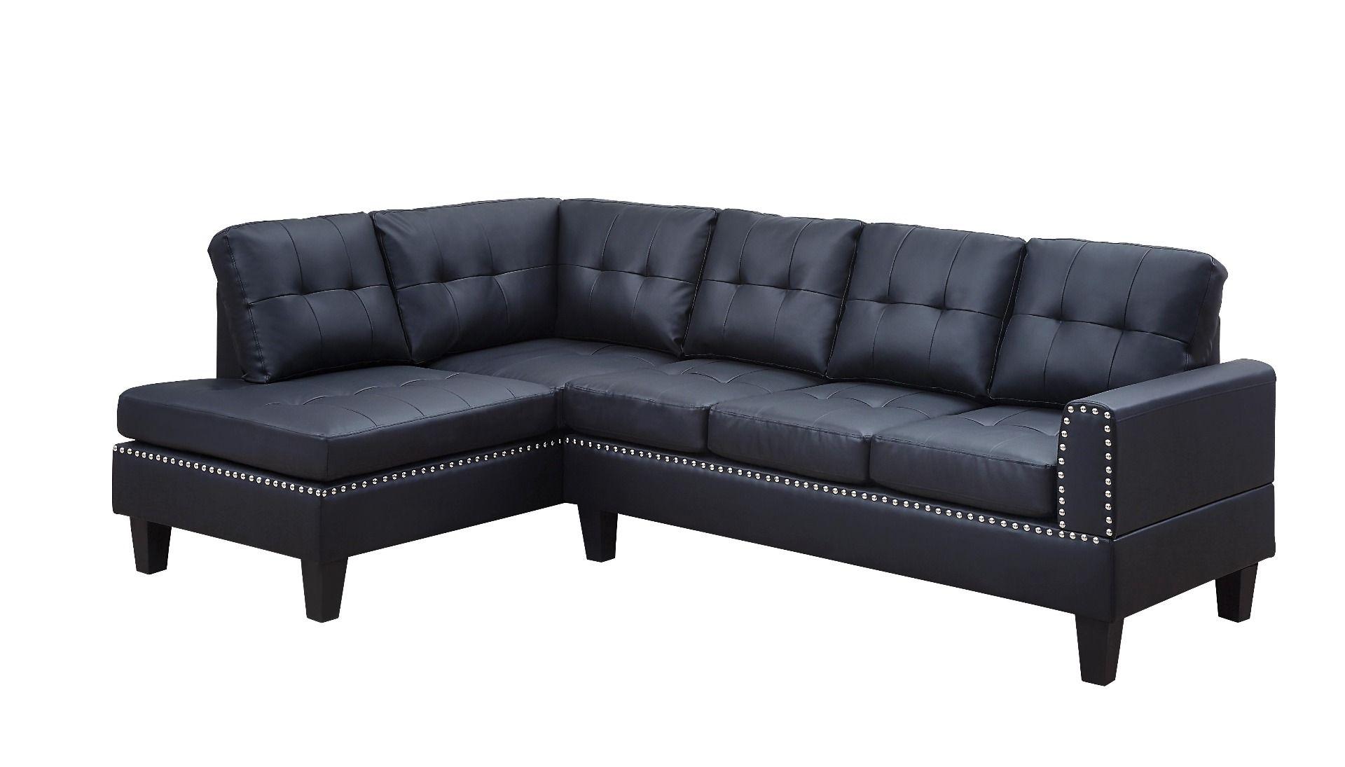 

    
Classic & Modern Black PU Sectional Sofa by Acme Jeimmur 56465-3pcs
