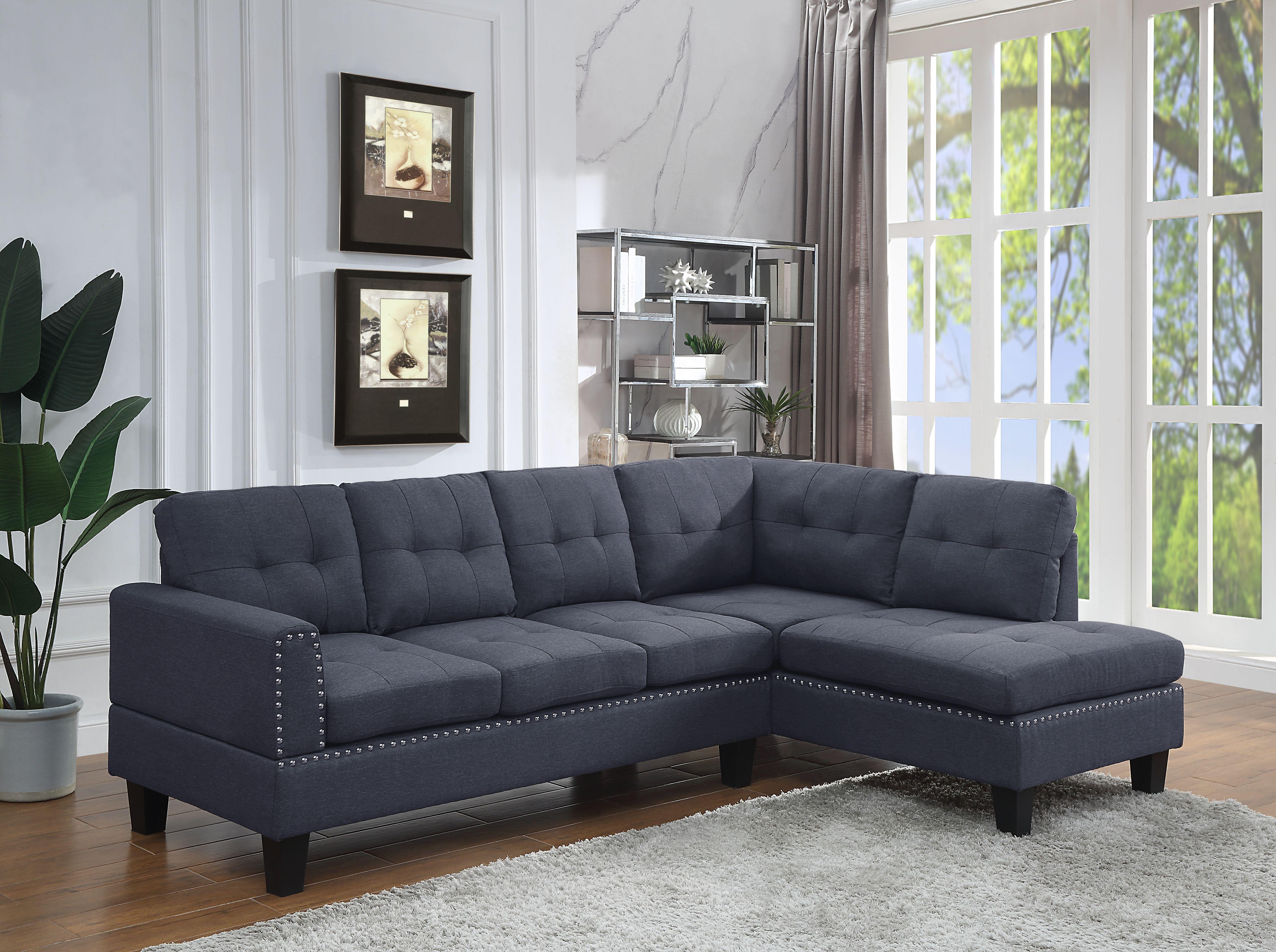 Modern, Classic Sectional Sofa Jeimmur 56475-3pcs in Gray Linen