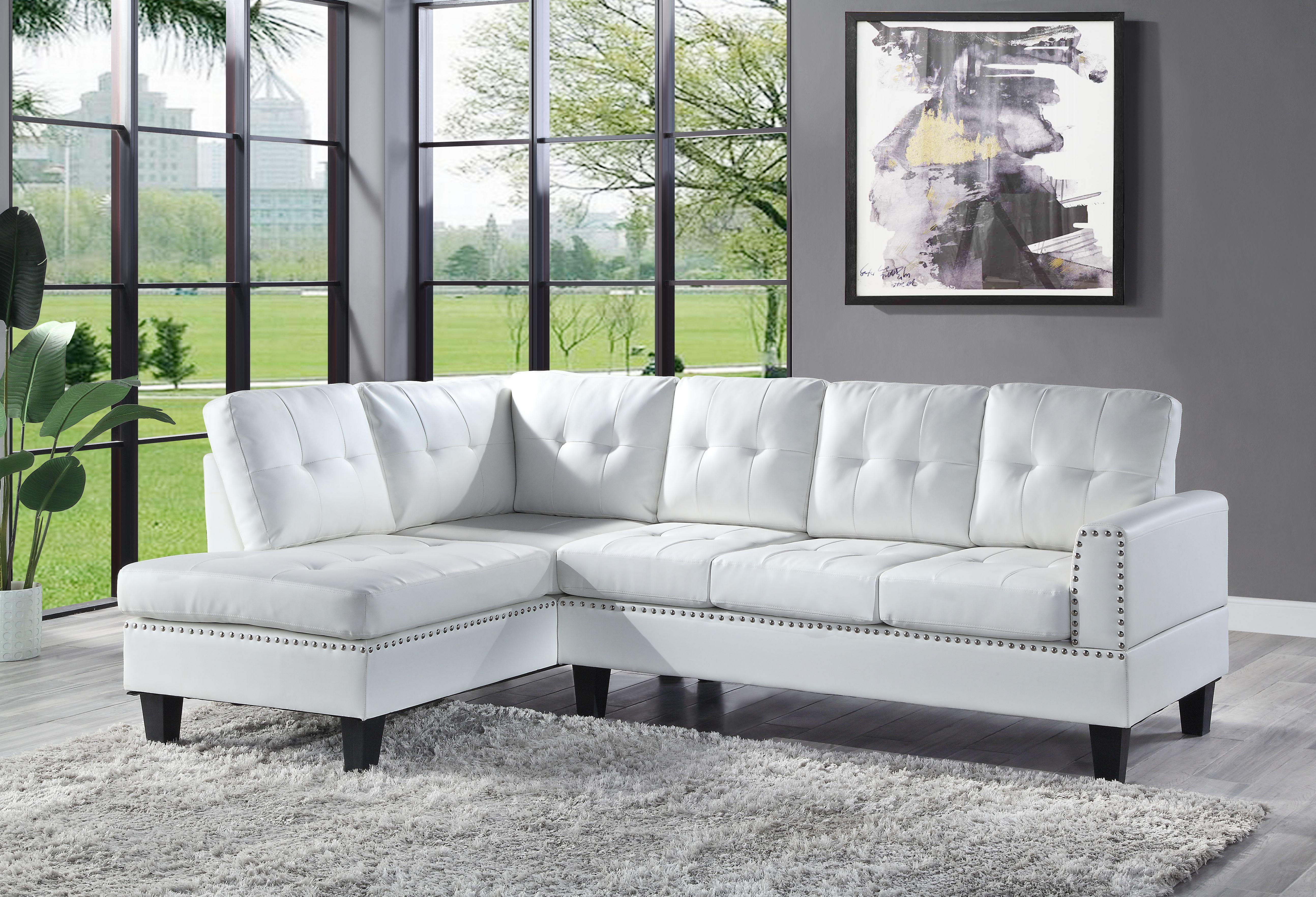 Modern, Classic Sectional Sofa Jeimmur 56470-3pcs in White PU