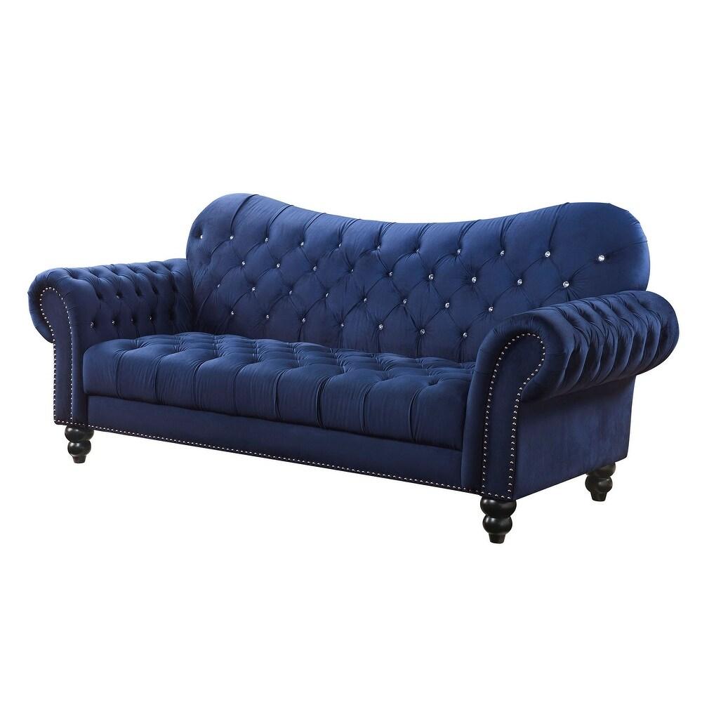 Modern, Classic Sofa Iberis 53405 in Navy blue Velvet