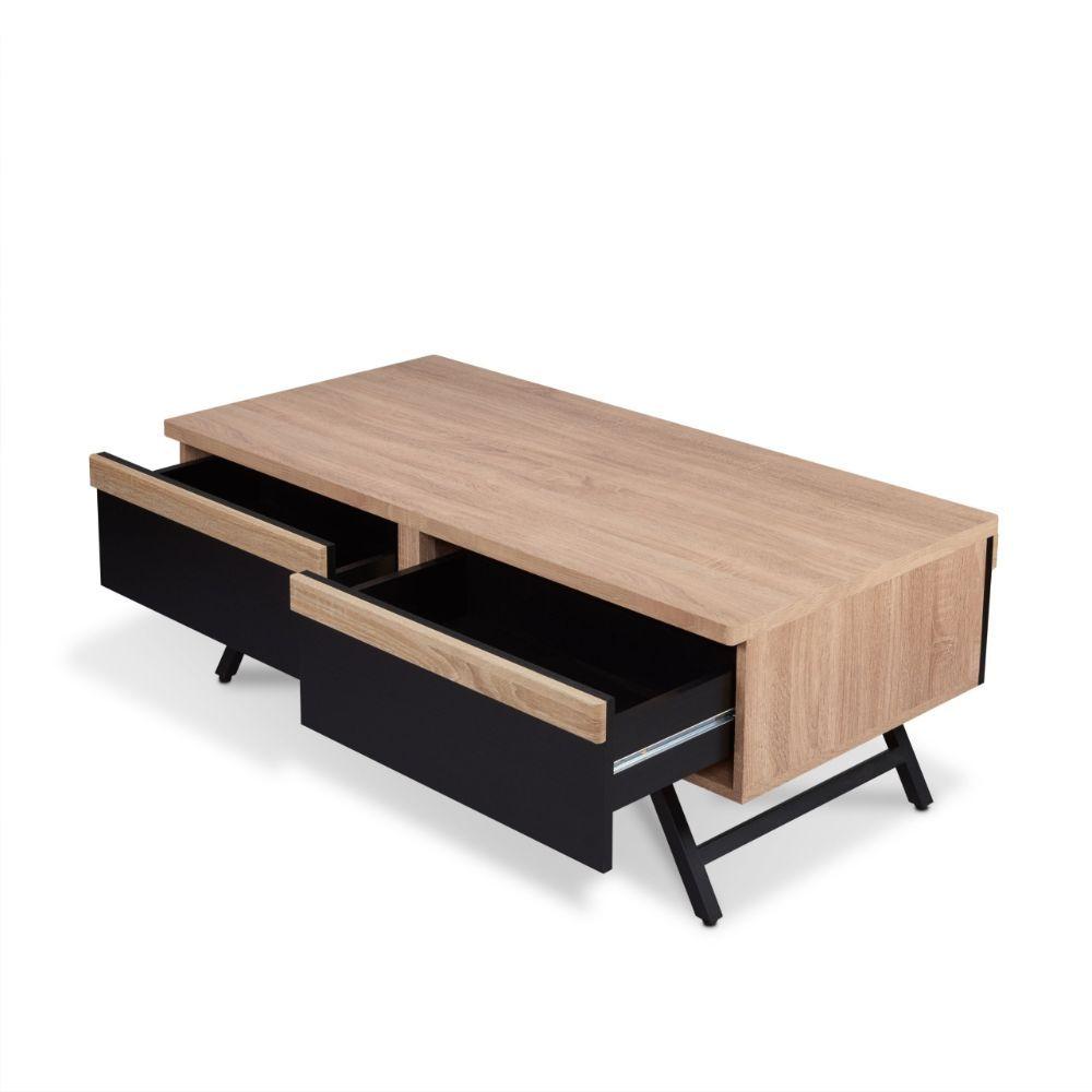 

    
Classic Rustic Natural & Sandy Black Coffee Table by Acme Nuria 80580
