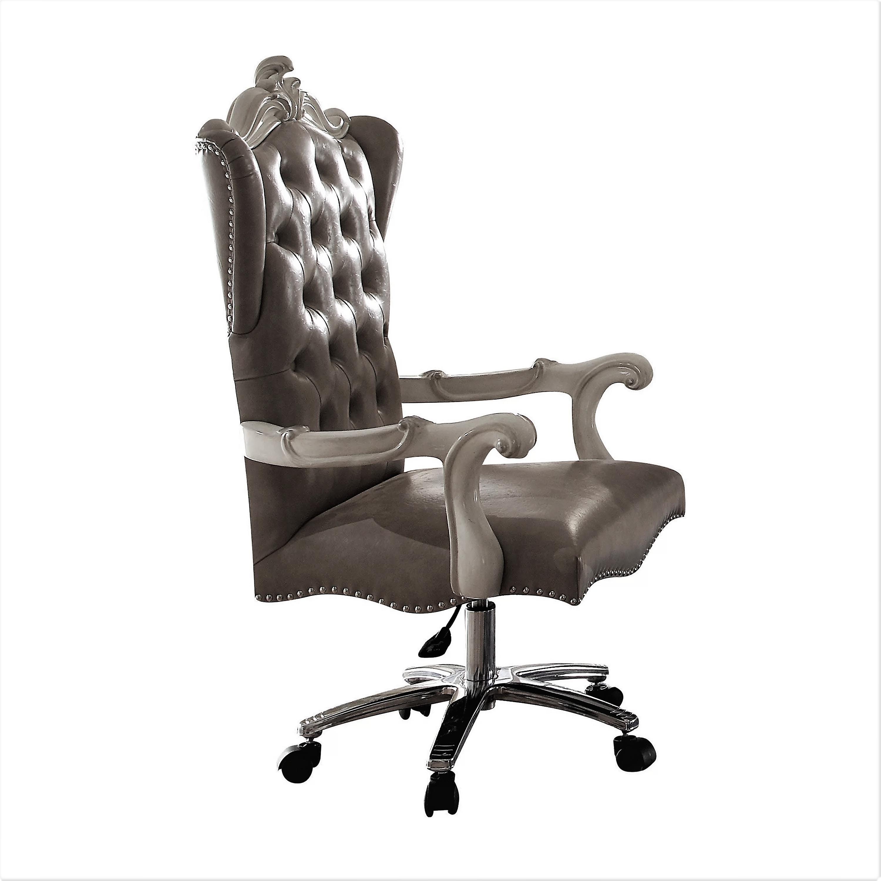 

    
Classic Silver PU & Antique Platinum Office Chair by Acme Versailles 92822
