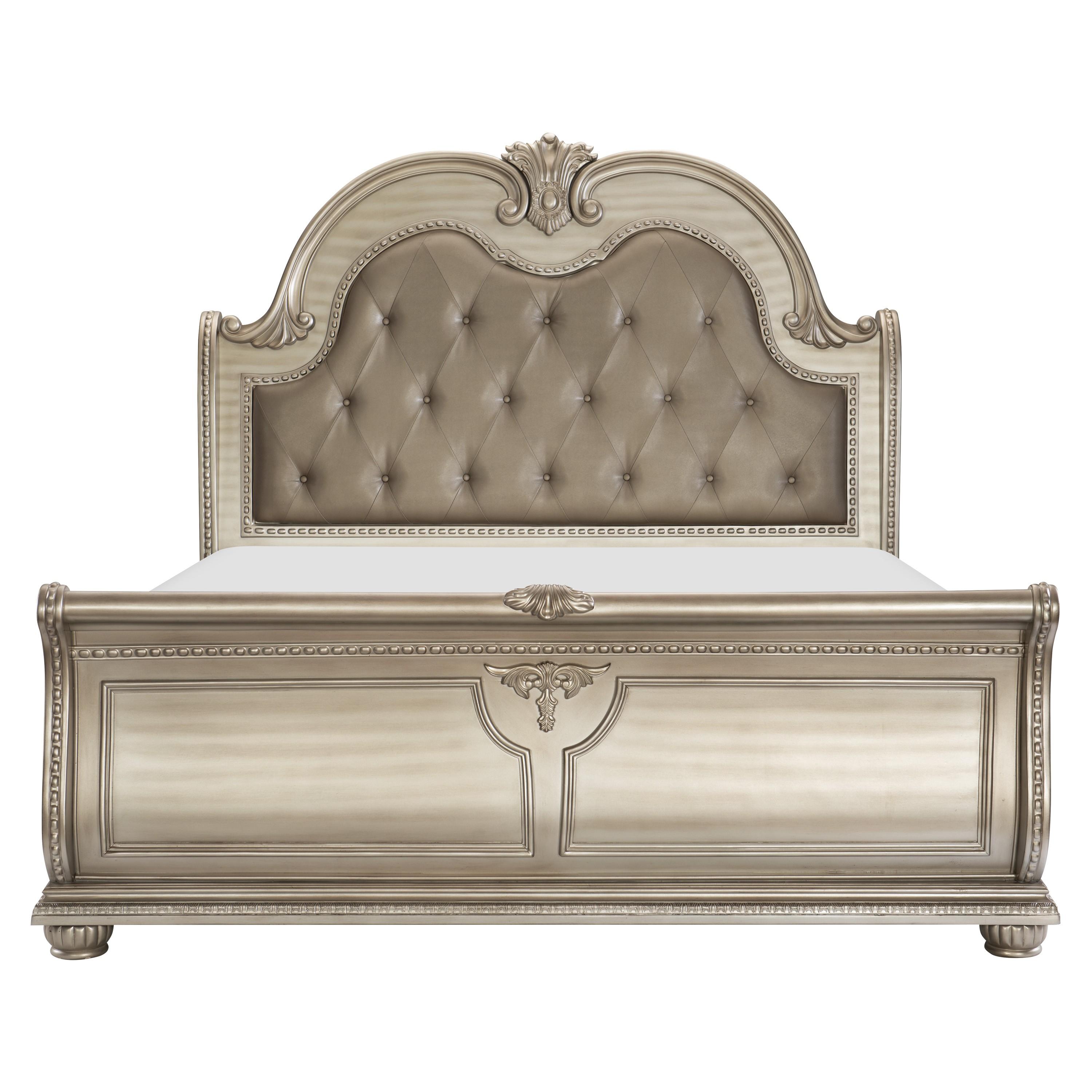 

    
Classic Silver Wood CAL Bed Homelegance 1757SVK-1CK* Cavalier
