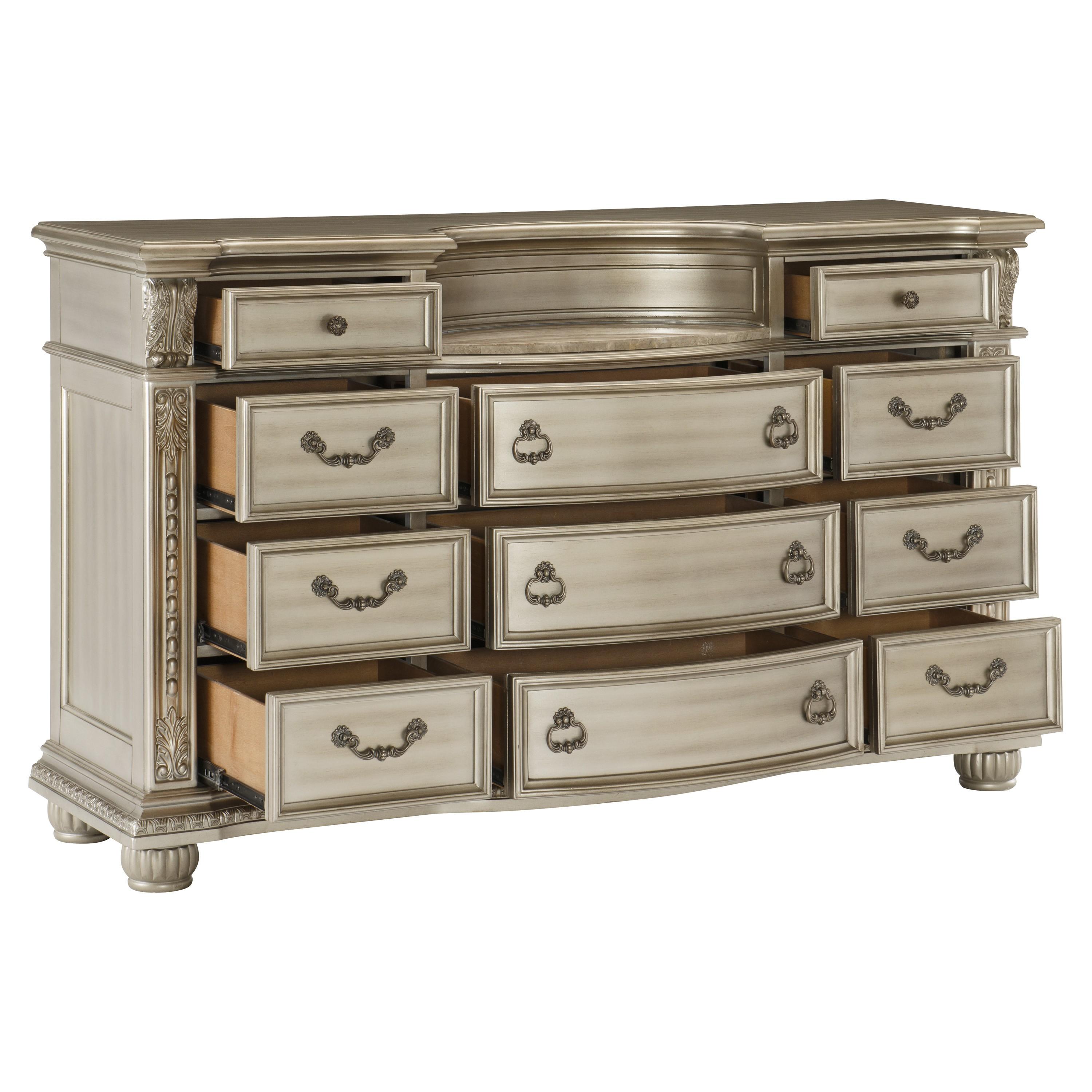 

    
Classic Silver Wood Dresser Homelegance 1757SV-5 Cavalier
