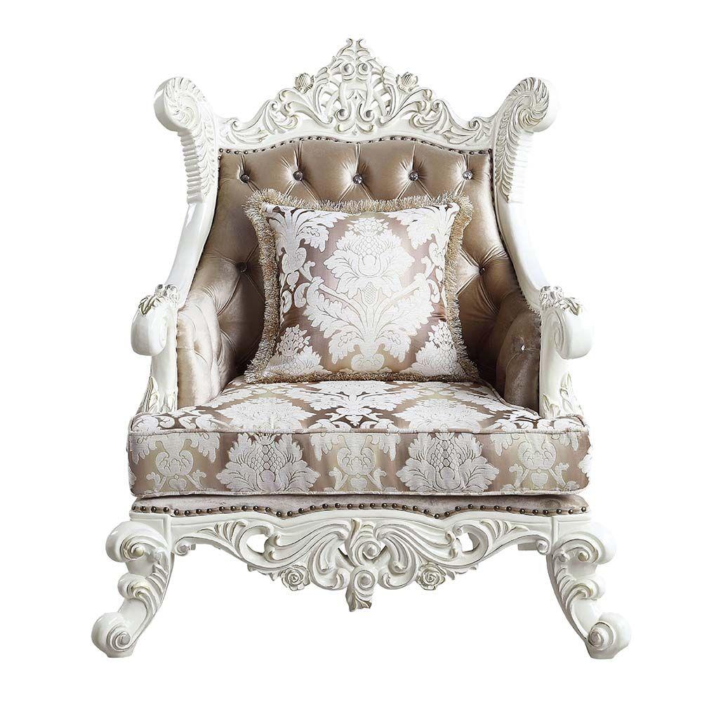 

    
Classic Tan Fabric & Antique White Chair by Acme Vanaheim LV00805
