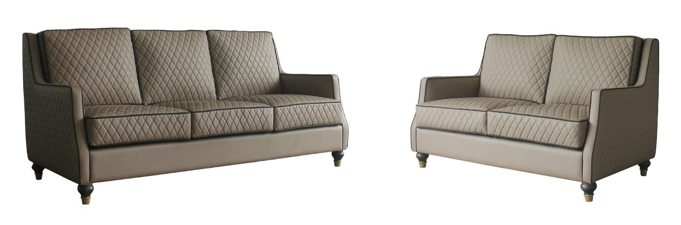 Classic Sofa and Loveseat Set House Marchese 58860-2pcs in Tobacco PU
