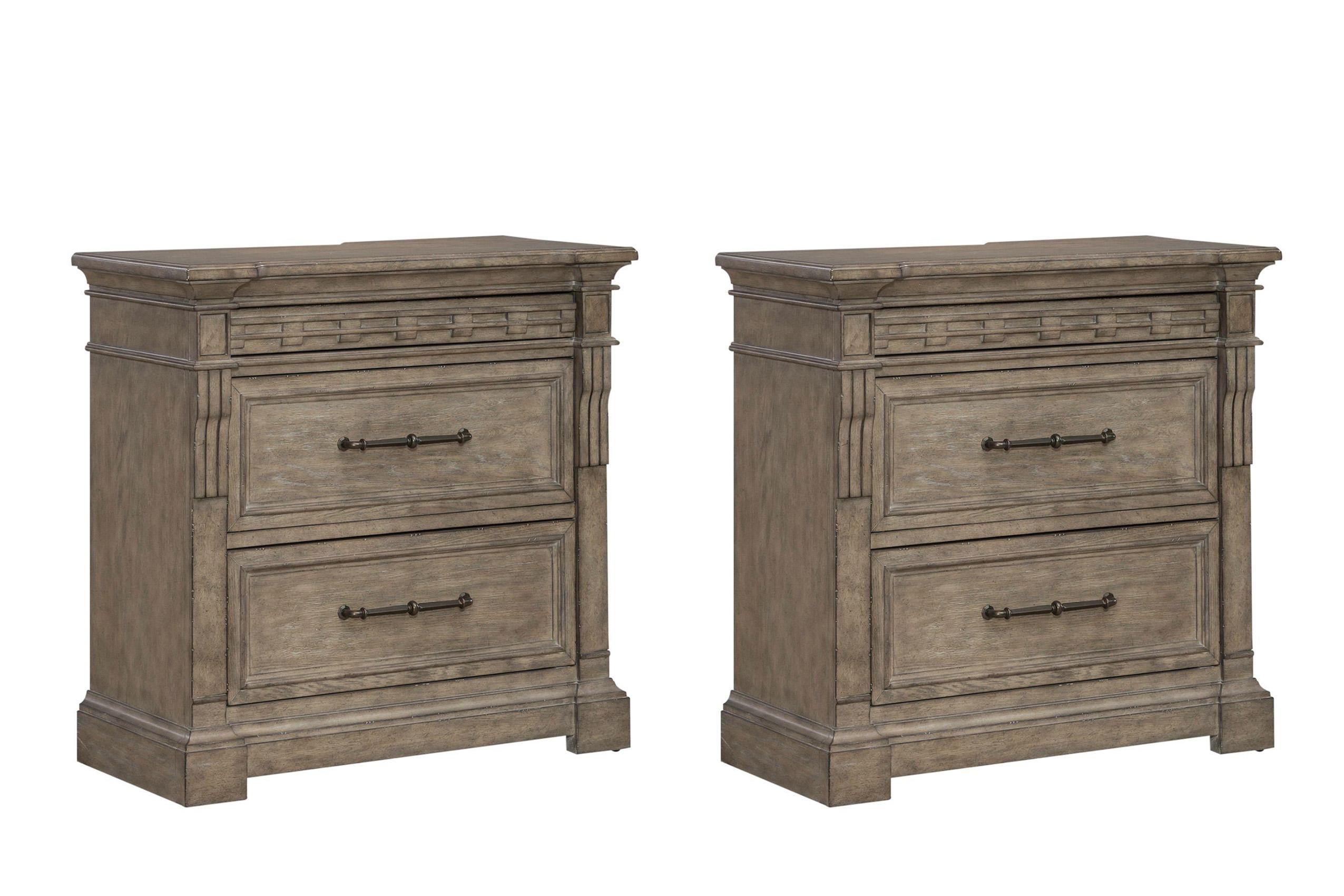 Transitional Nightstand Set 711-BR62-Set 711-BR62-Set-2 in Taupe 
