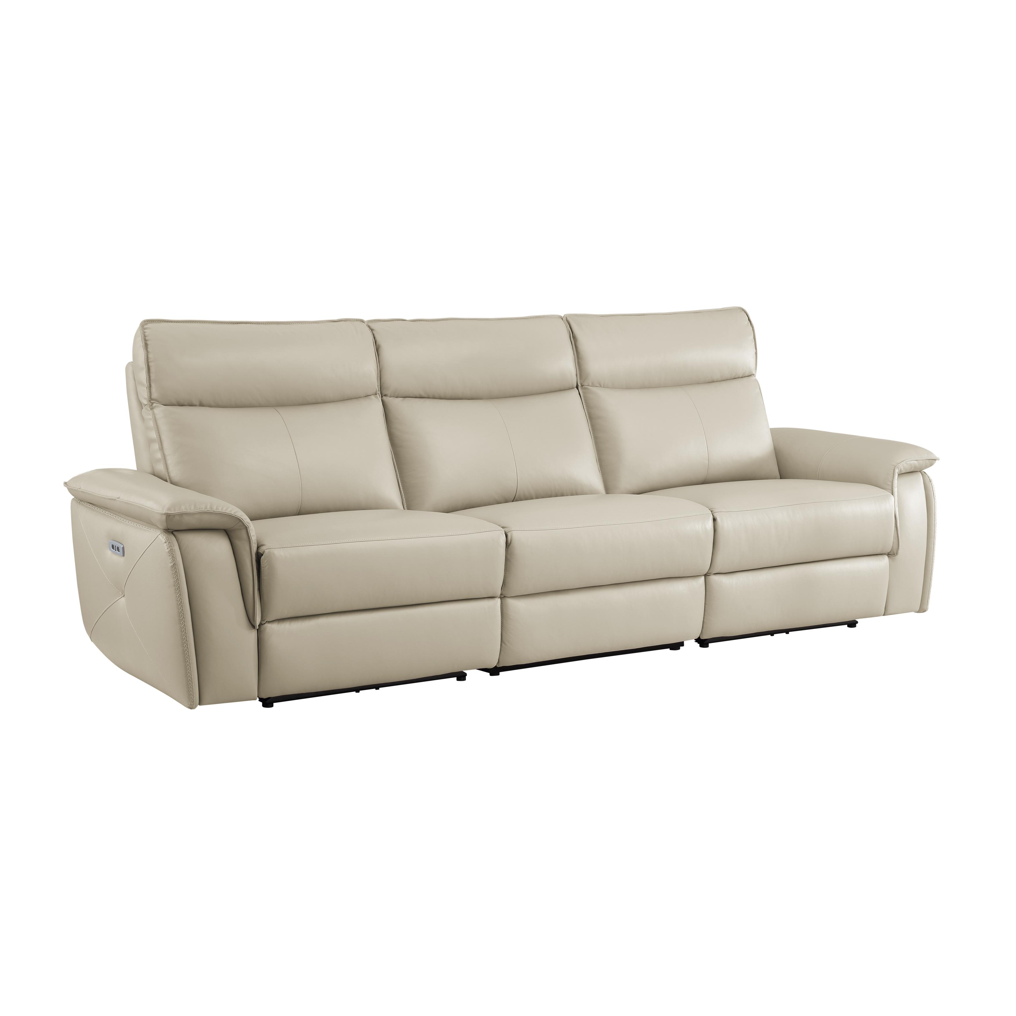 

    
Classic Taupe Leather 3-Piece Power Reclining Sofa Homelegance 8259RFTP-3PWH* Maroni
