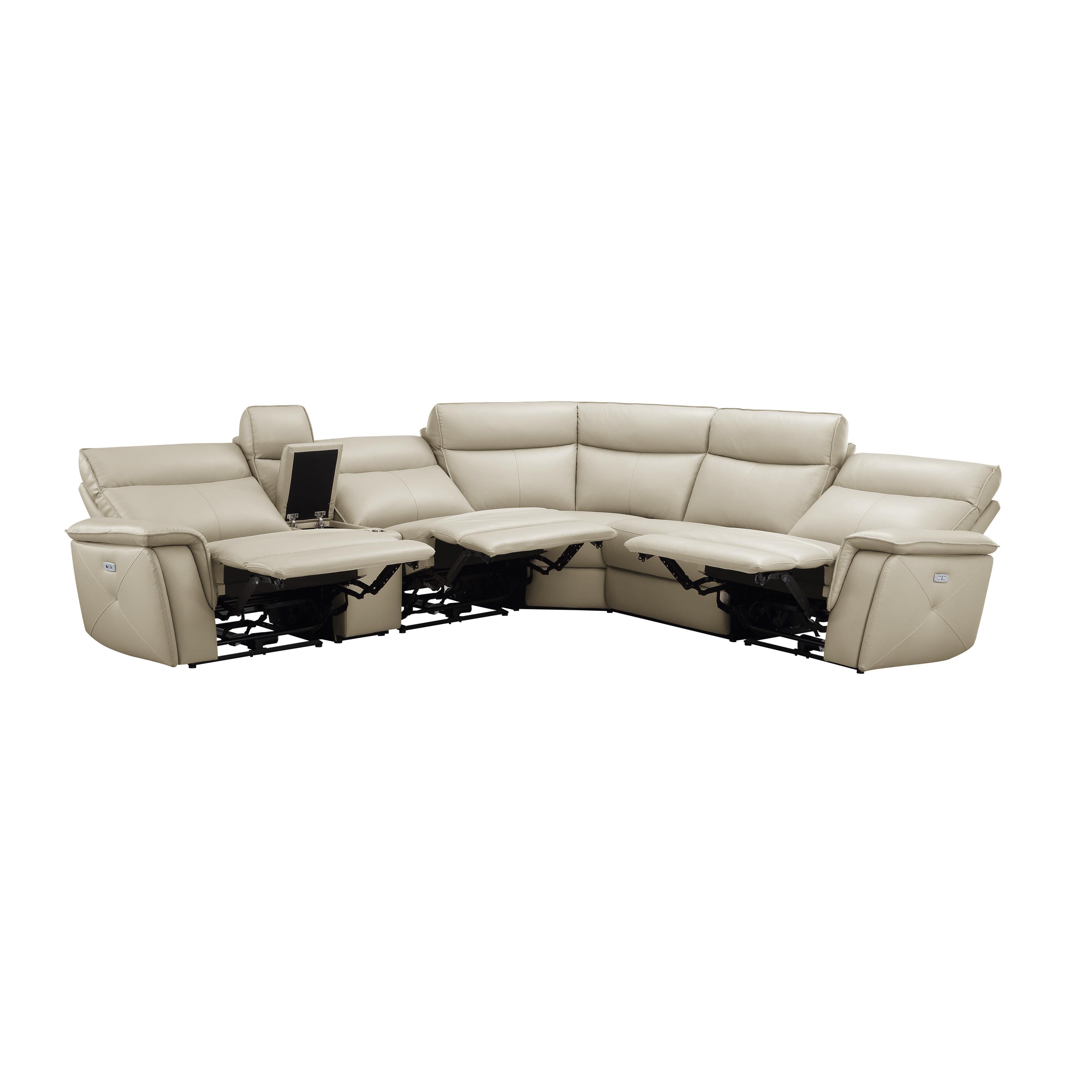 

    
Classic Taupe Leather 6-Piece Power Reclining Sectional Homelegance 8259RFTP*6SCPWH Maroni
