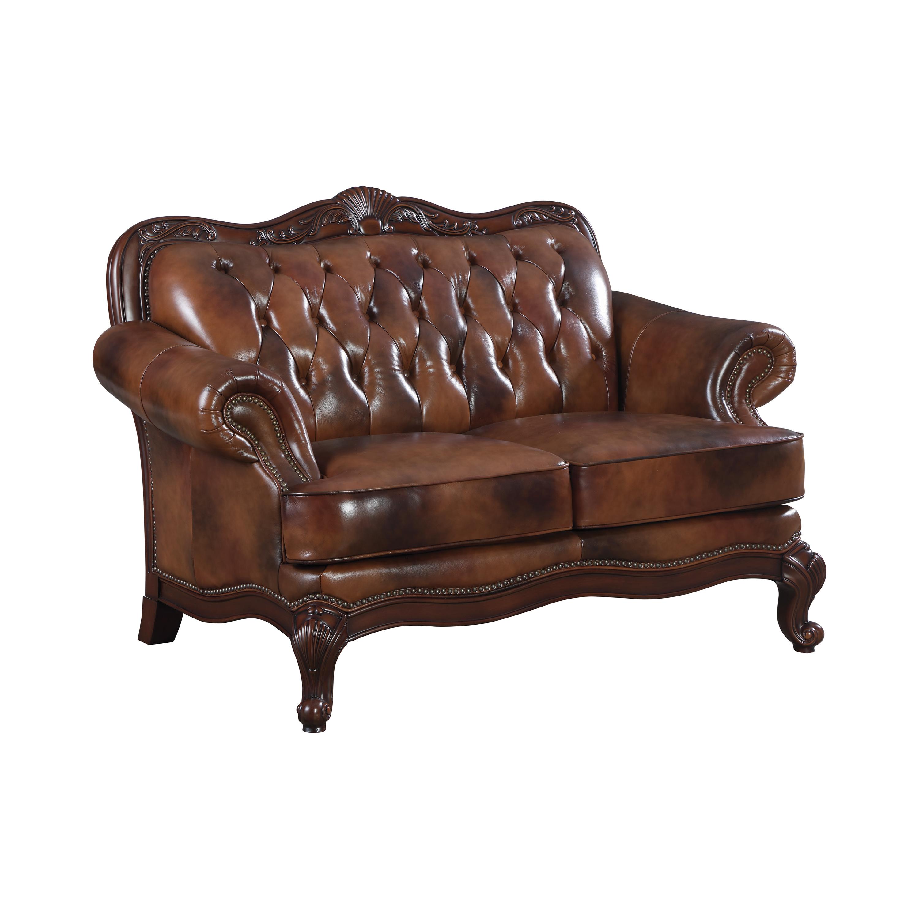 Classic Loveseat 500682 Victoria 500682 in Brown Leather