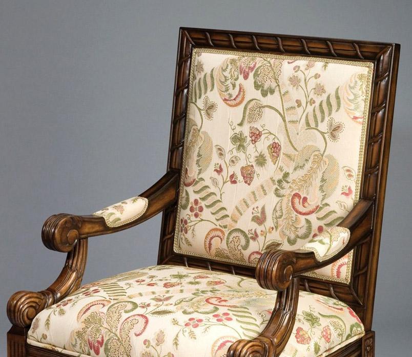 Classic, Traditional Arm Chairs 38673 AA-38673-ACH-Set-2 in Multi-Color Patterned, Brown, Beige Fabric