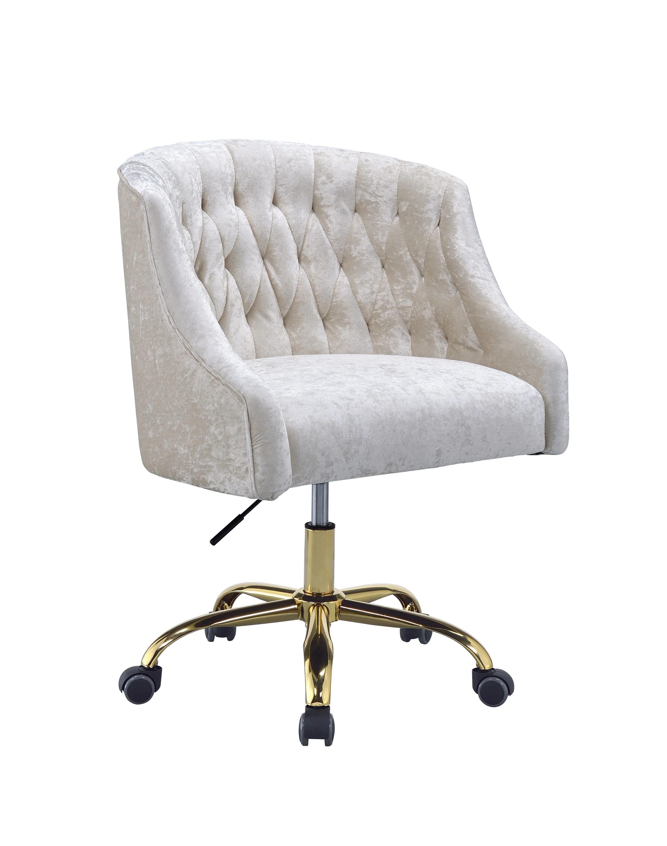 Modern, Classic Home Office Chair Levian 92517 in Cream Velvet