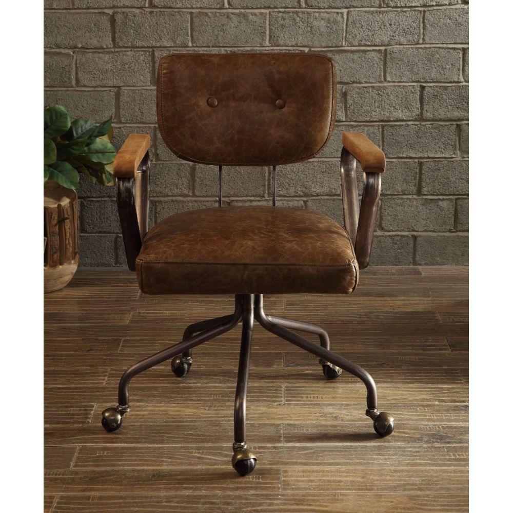 

    
Classic Vintage Whiskey Top Grain Leather Office Chair by Acme Hallie 92410
