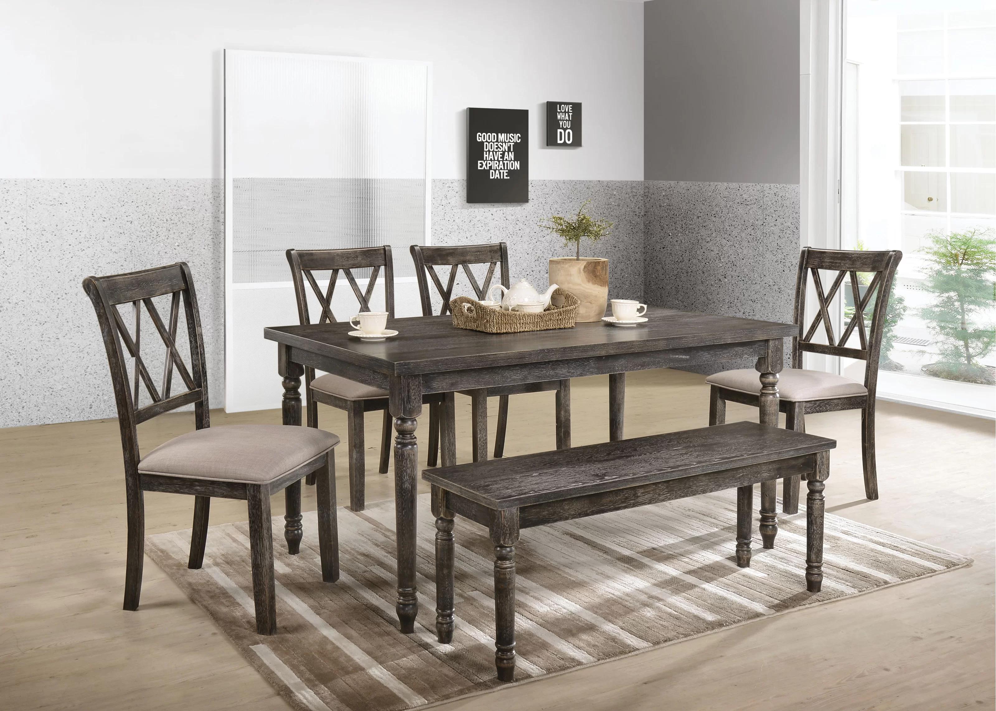 

    
Classic Weathered Gray Dining Room Set by Acme Claudia II 71880-5pcs
