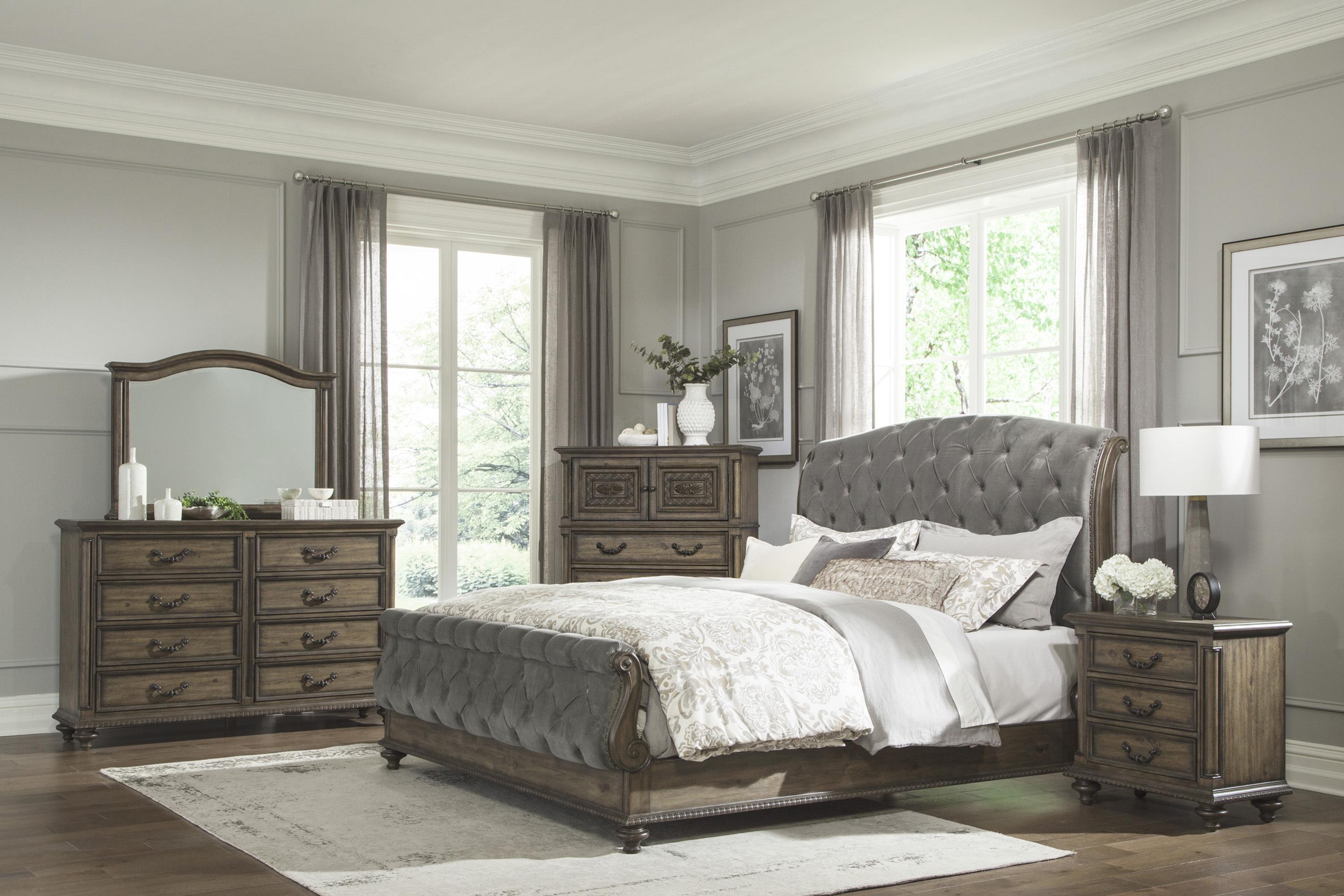 

    
Classic Weathered Pecan Wood Queen Bedroom Set 6pcs Homelegance 1693-1* Rachelle
