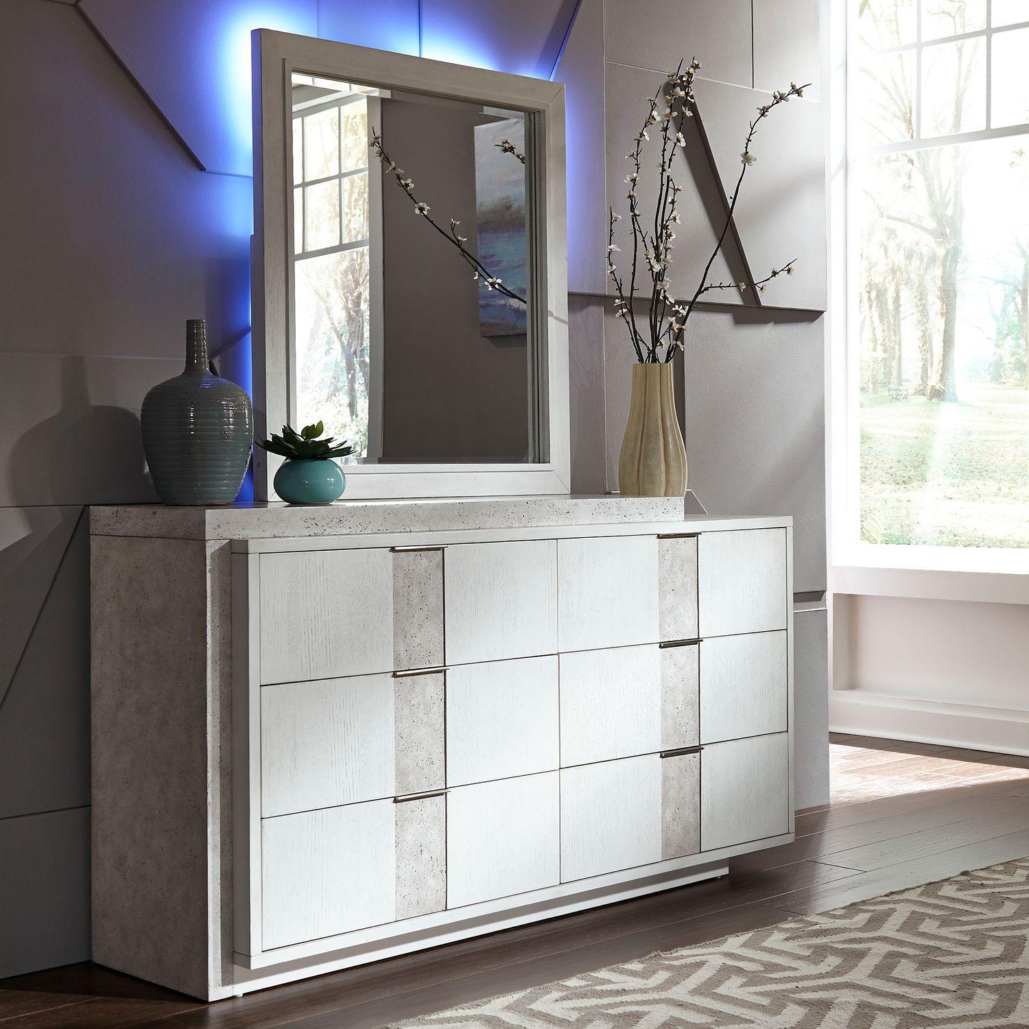 Classic Dresser With Mirror Mirage (946-BR) 946-BR-DM in White 