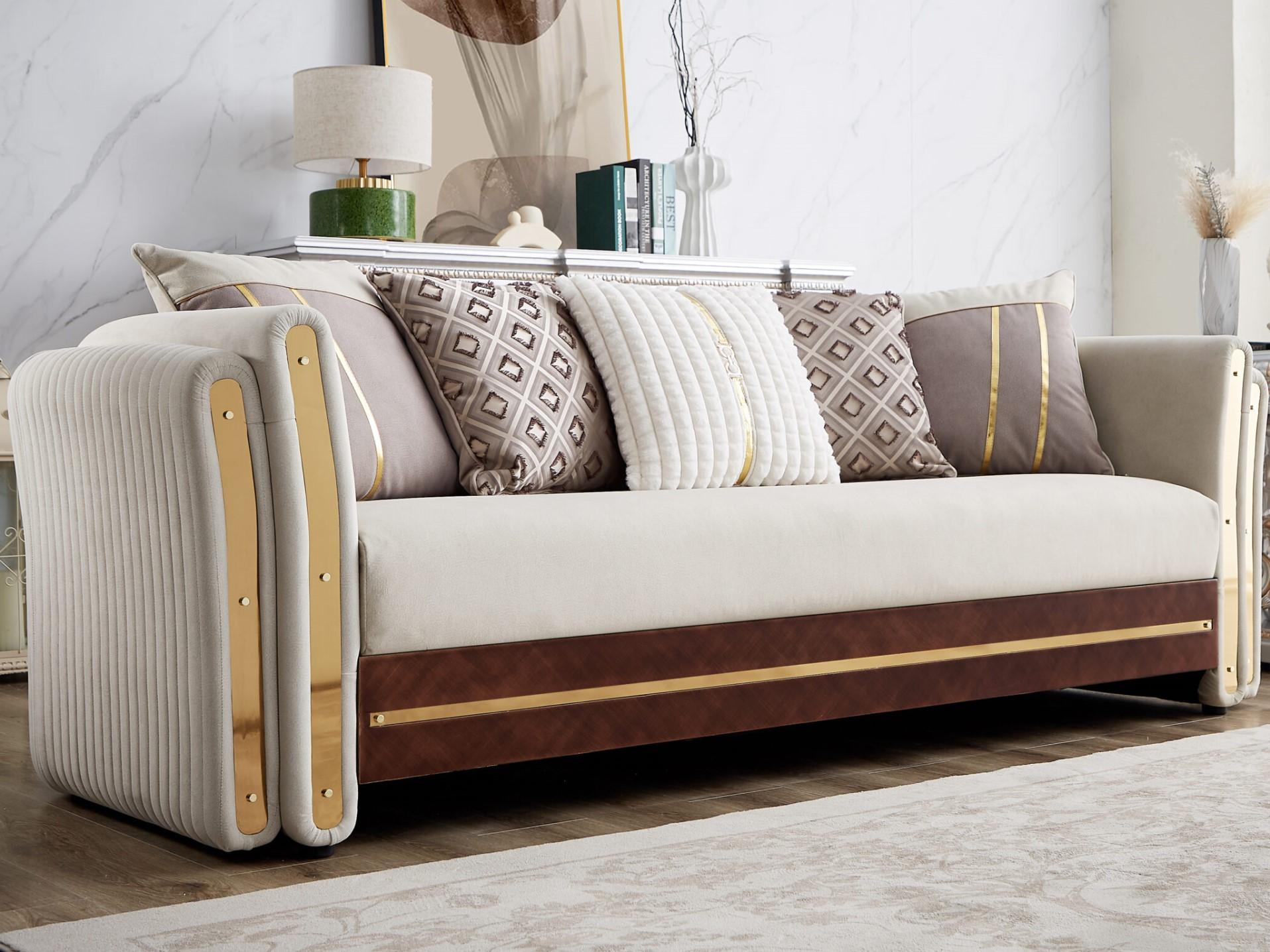 

    
Classic White/Gold Wood Sofa Homey Design HD-9035

