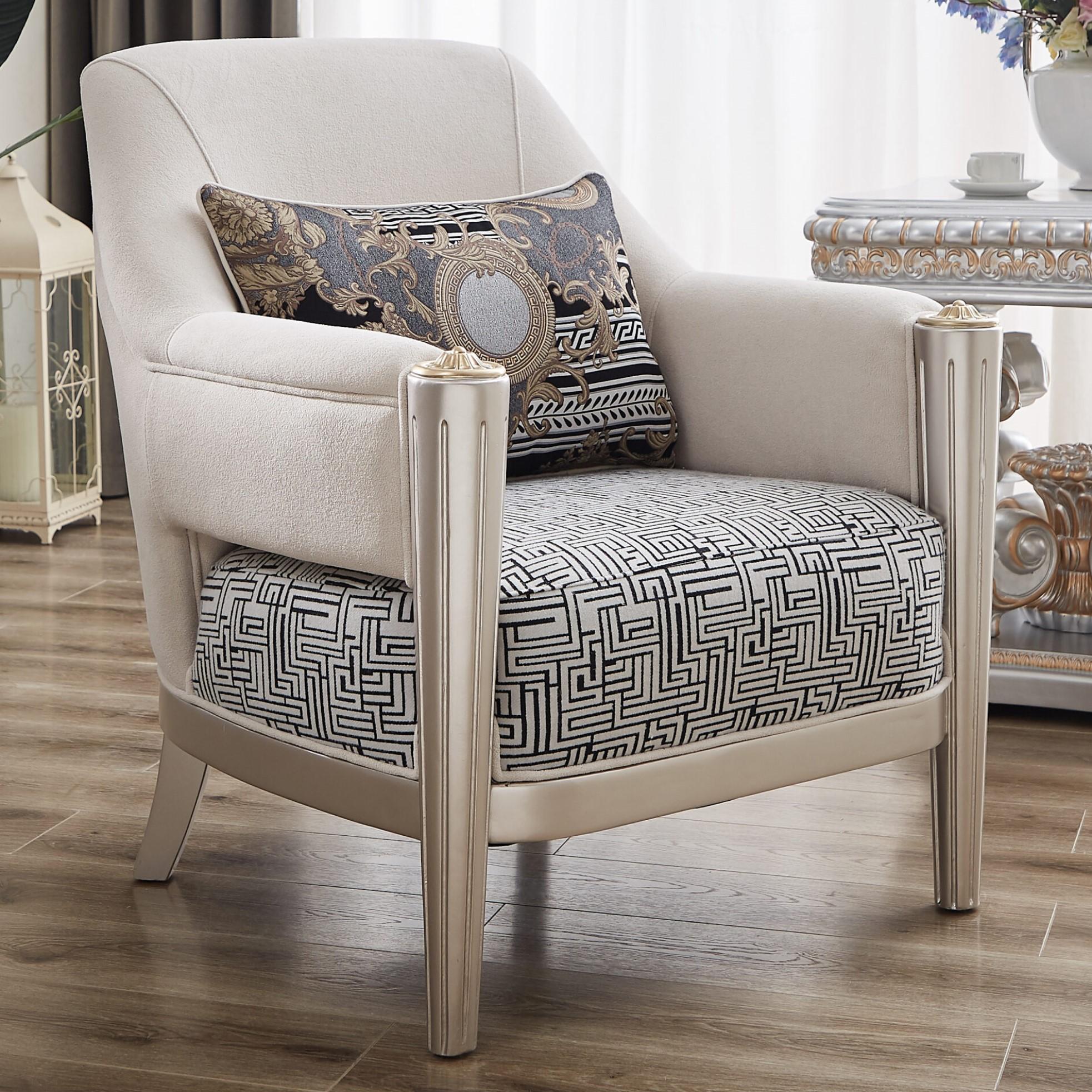 

    
Classic White/Gray Wood Chair Homey Design HD-9038
