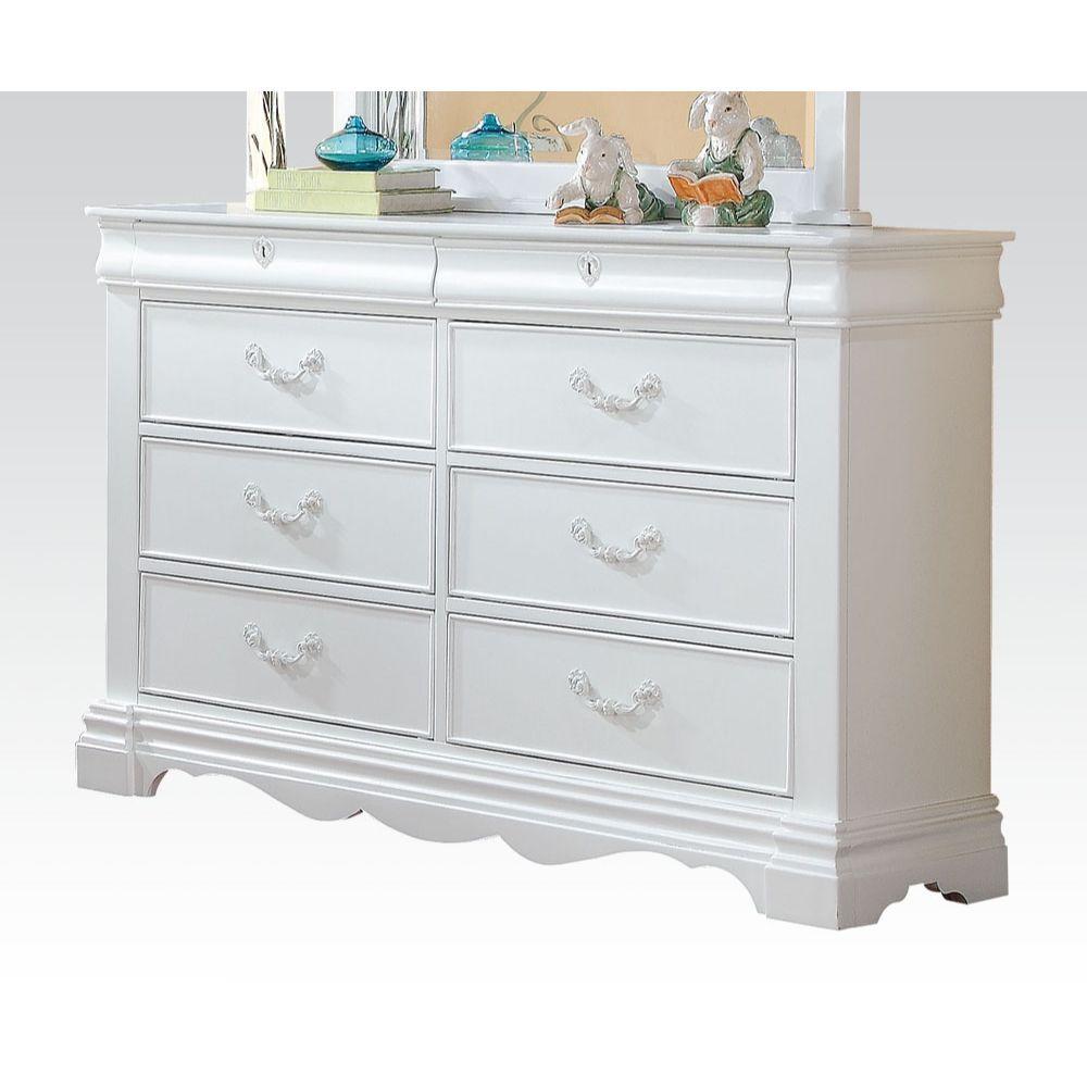 

    
Classic White Wood Dresser With Mirror Acme Estrella 30245-D-2PCS
