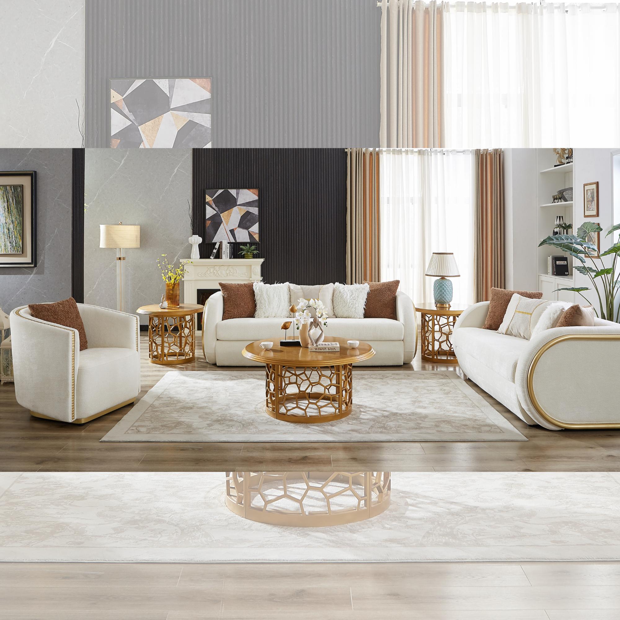

    
Classic White Wood Living Room Set 3PCS Homey Design HD-9039
