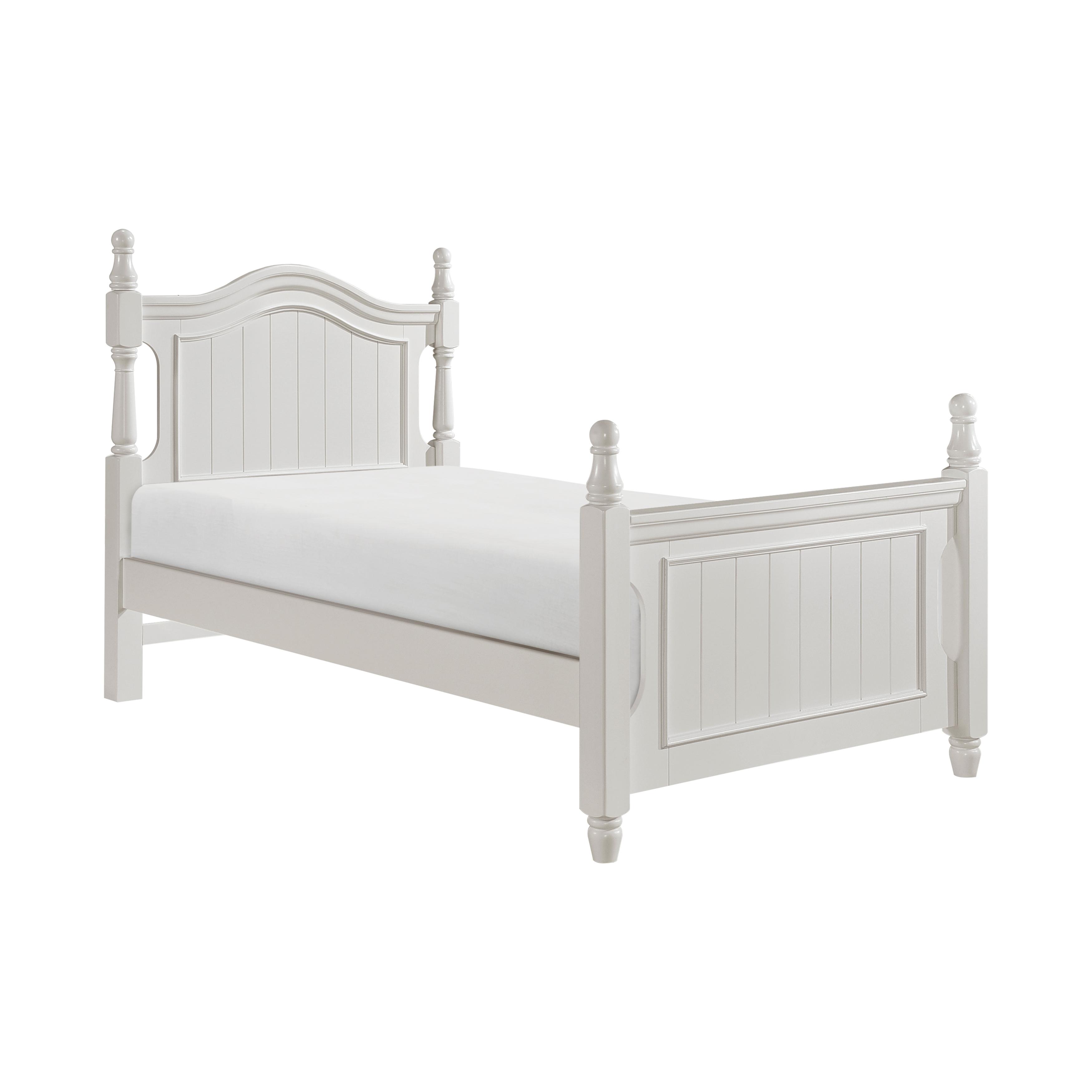 

    
Classic White Wood Twin Bed w/Twin Trundle Homelegance B1799T-1*R Clementine
