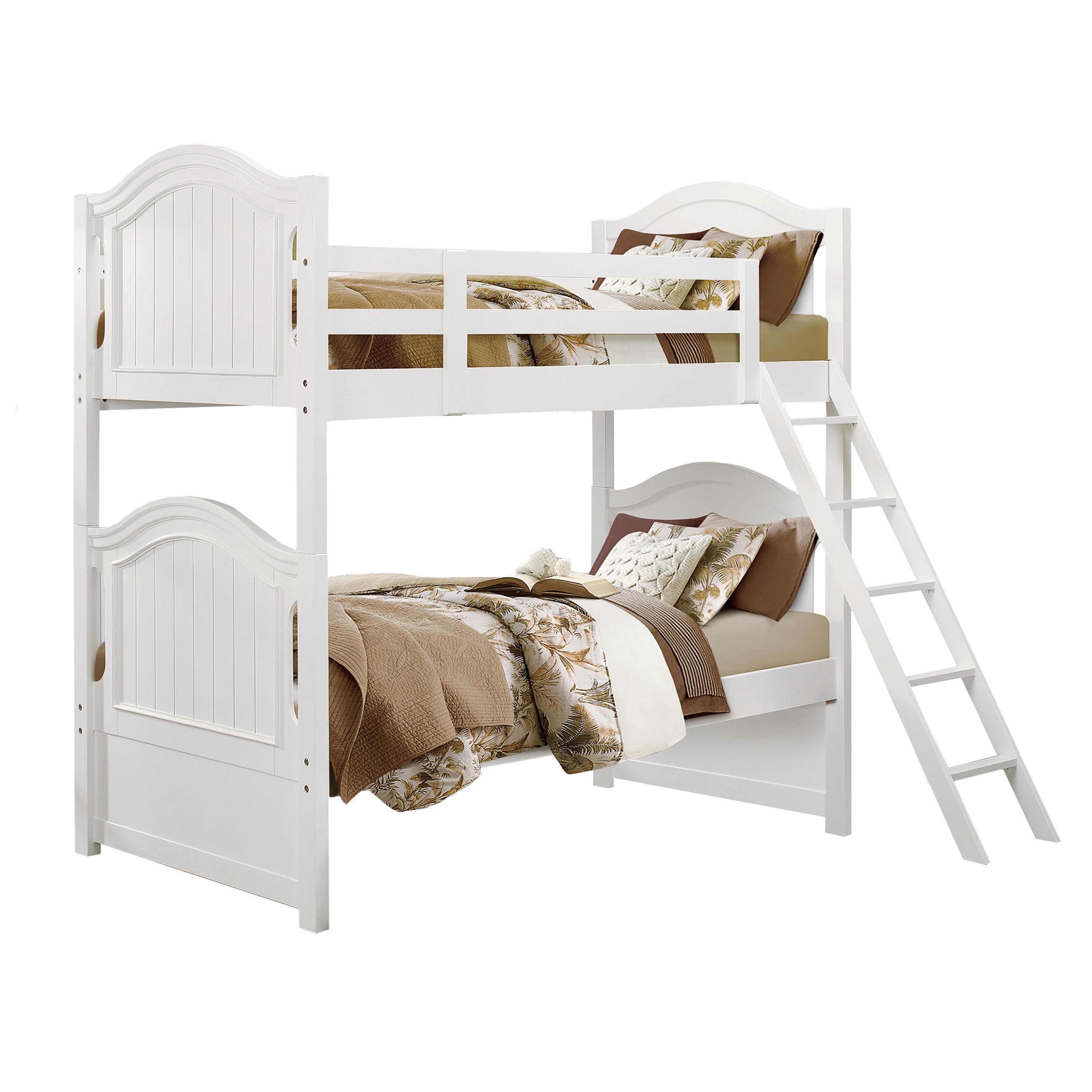 

    
Classic White Wood Twin/Twin Bunk Bed Homelegance B1799-1* Clementine
