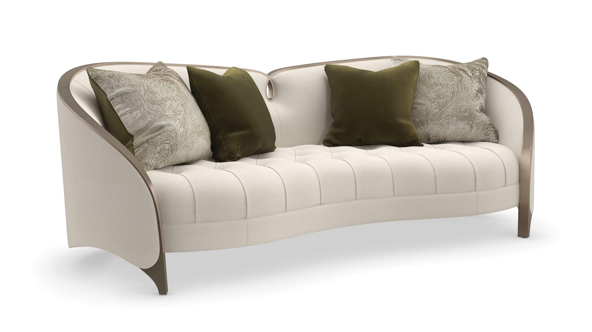 Traditional Sofa VALENTINA SOFA C110-422-011-A in Cream, Gold Fabric