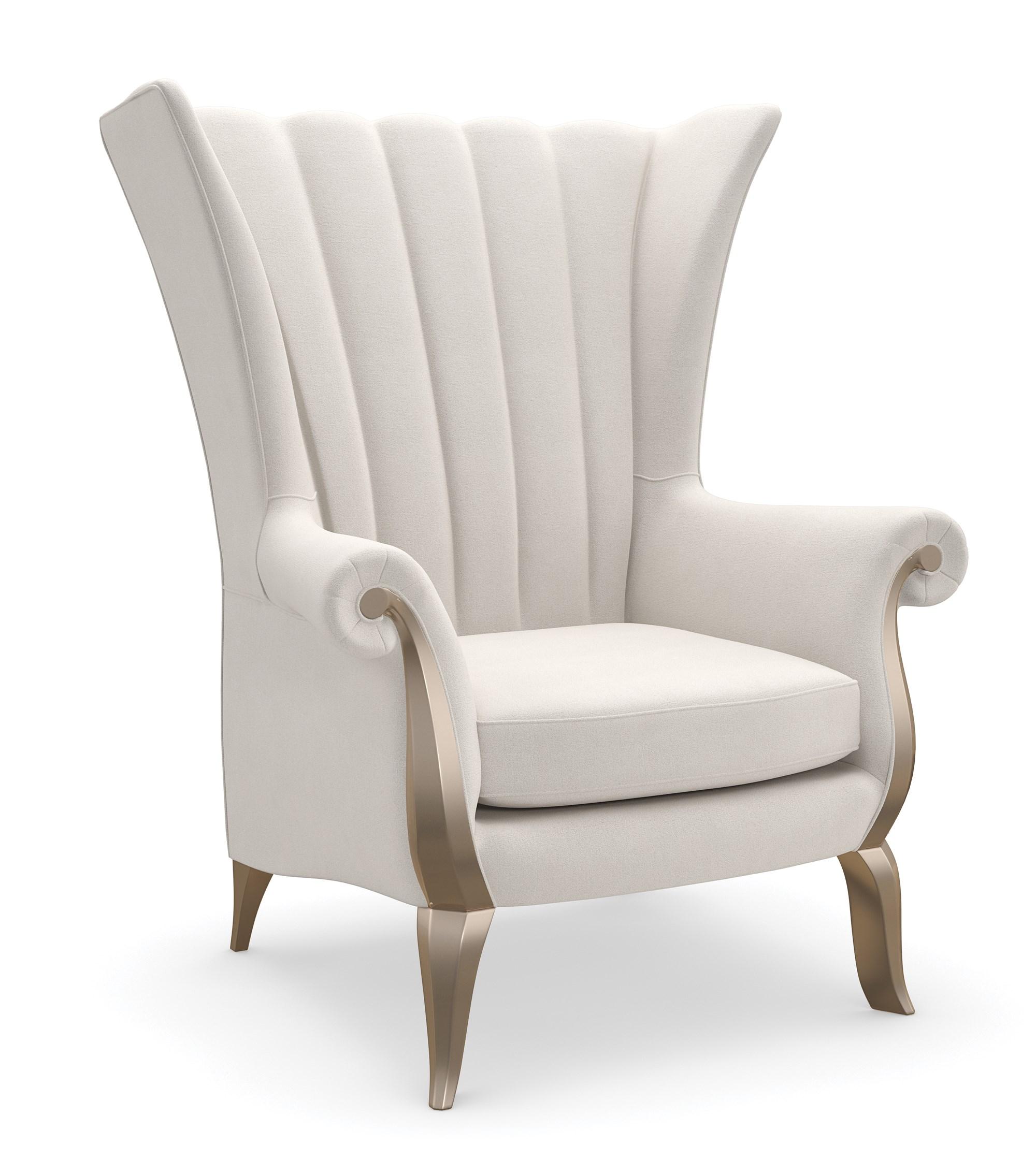 Traditional Accent Chair VALENTINA ACCENT CHAIR C110-422-032-A in Cream, Gold Fabric