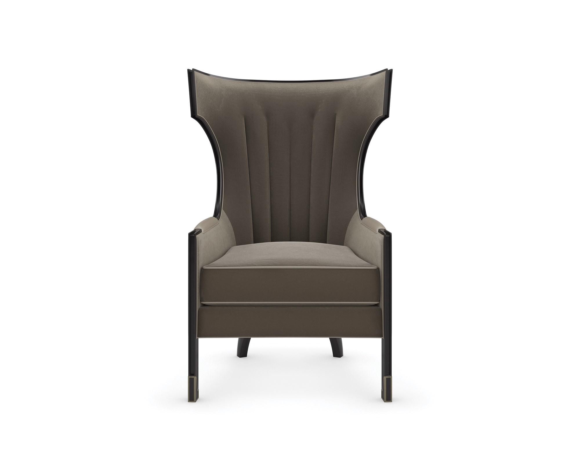 

    
Classic Wingback Lush Pewter Velvet Armchair WING TIP by Caracole
