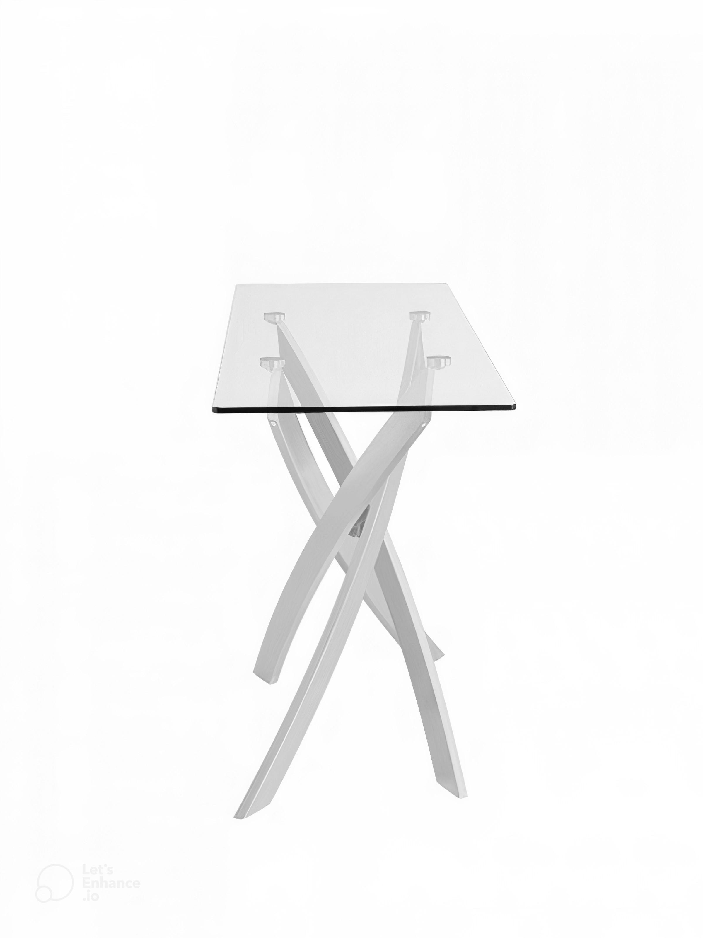 

    
Clear Glass & Chrome Console Table by VIG Modrest Pyrite
