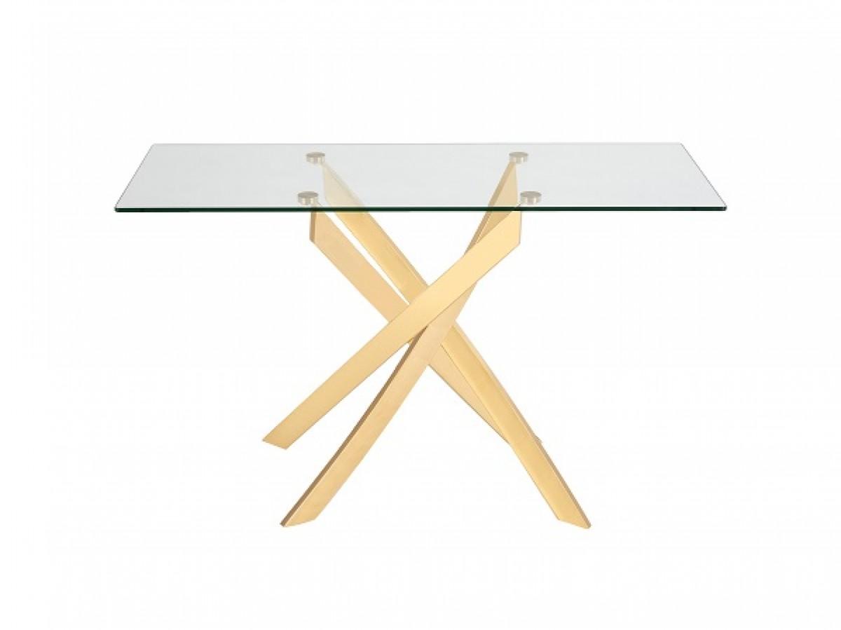 

    
Clear Glass & Gold Console Table by VIG Modrest Pyrite
